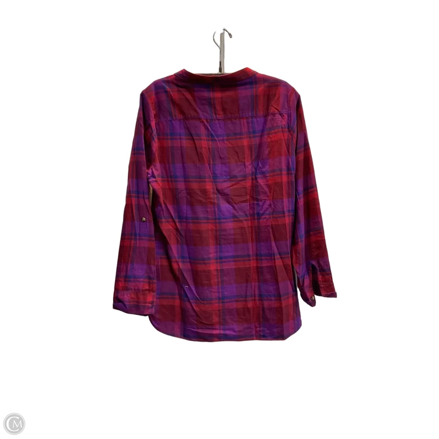 Top Long Sleeve By Eddie Bauer In Plaid Pattern, Size: M