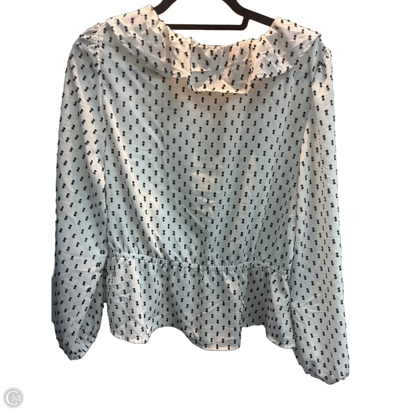 Blouse Long Sleeve By Old Navy In Polkadot Pattern, Size: L