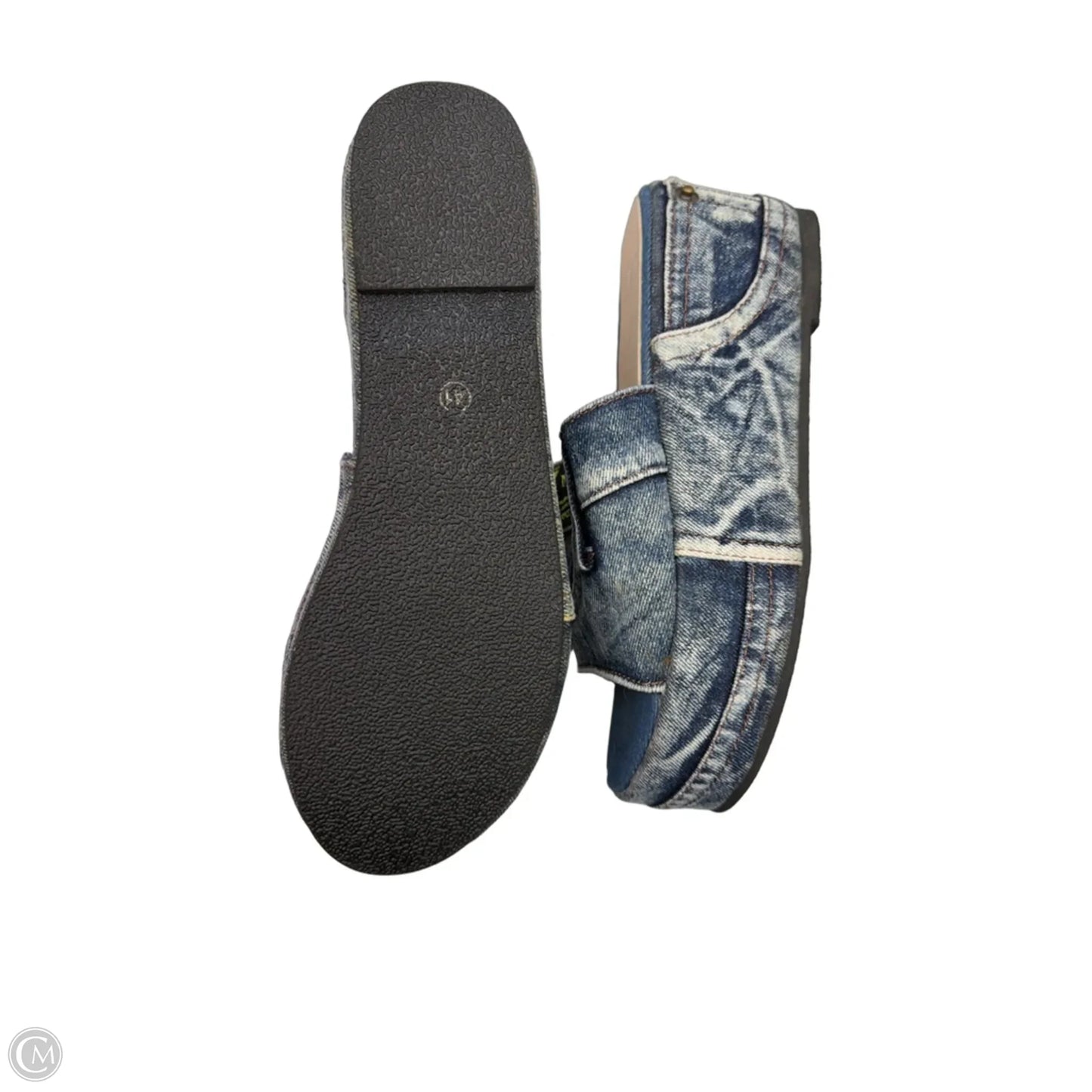 Sandals Heels Platform By Cmf In Blue Denim, Size: 10