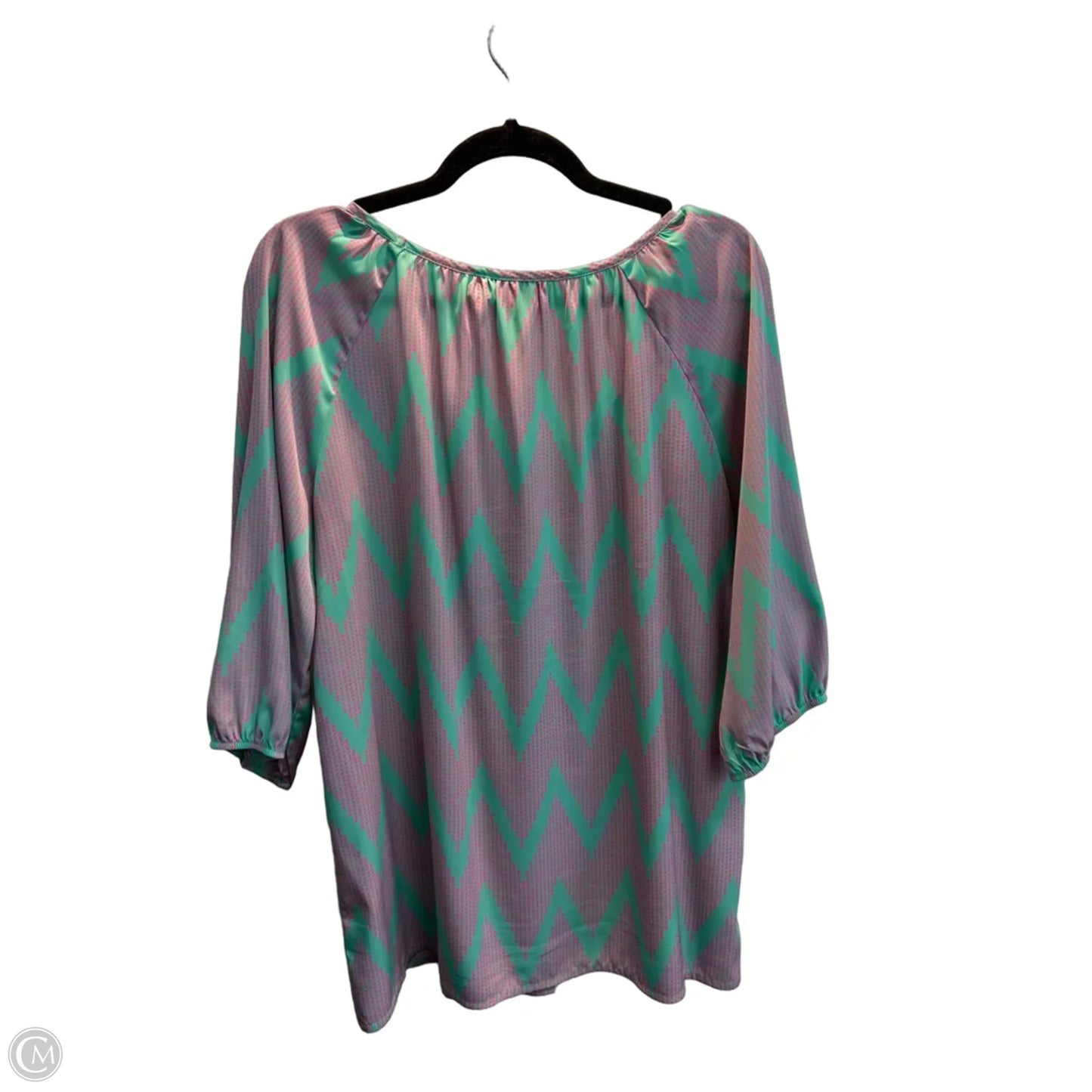 Top Long Sleeve By Gibson And Latimer In Green & Pink, Size: M