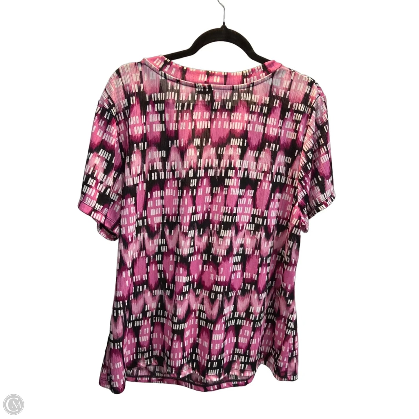 Top Short Sleeve By Jm Collections In Black & Pink, Size: Xl