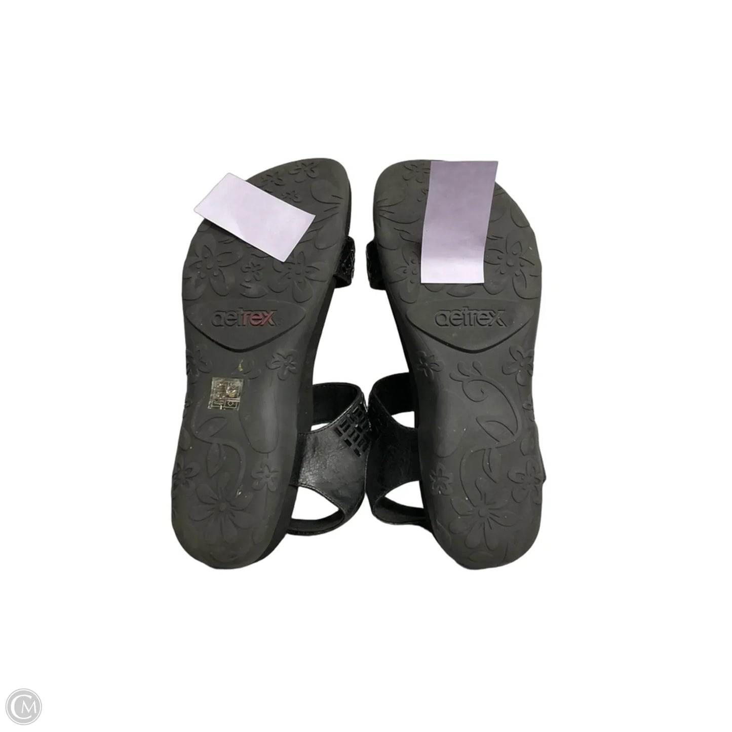 Sandals Flats By Aetrex In Black, Size: 10.5