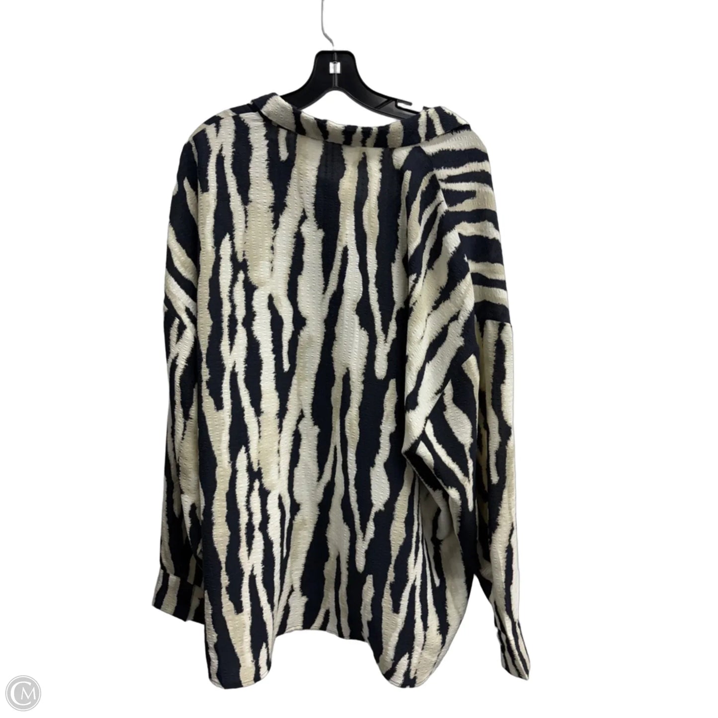 Blouse Long Sleeve By Clothes Mentor In Black & Cream, Size: 3x