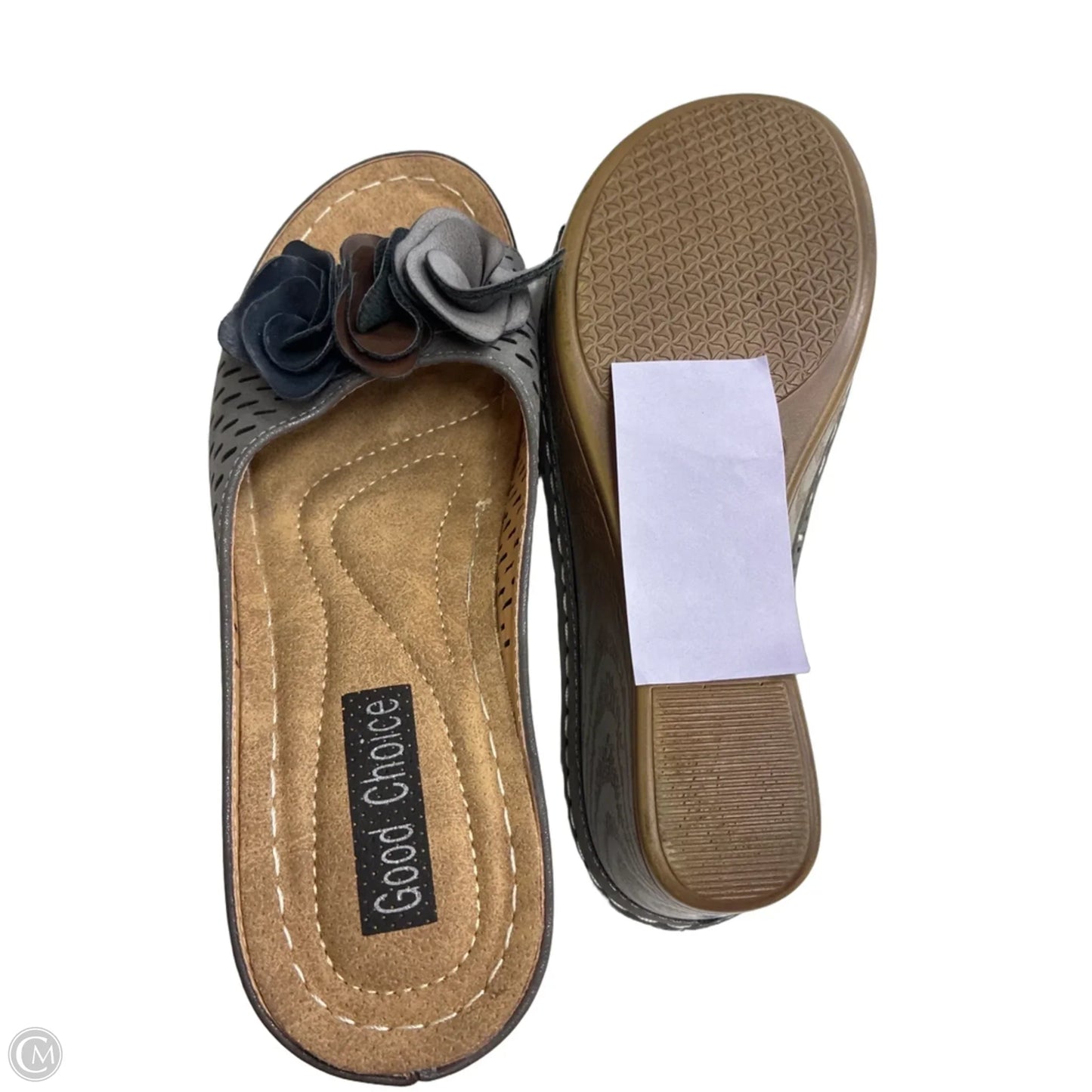 Sandals Heels Wedge By Clothes Mentor In Grey, Size: 7.5