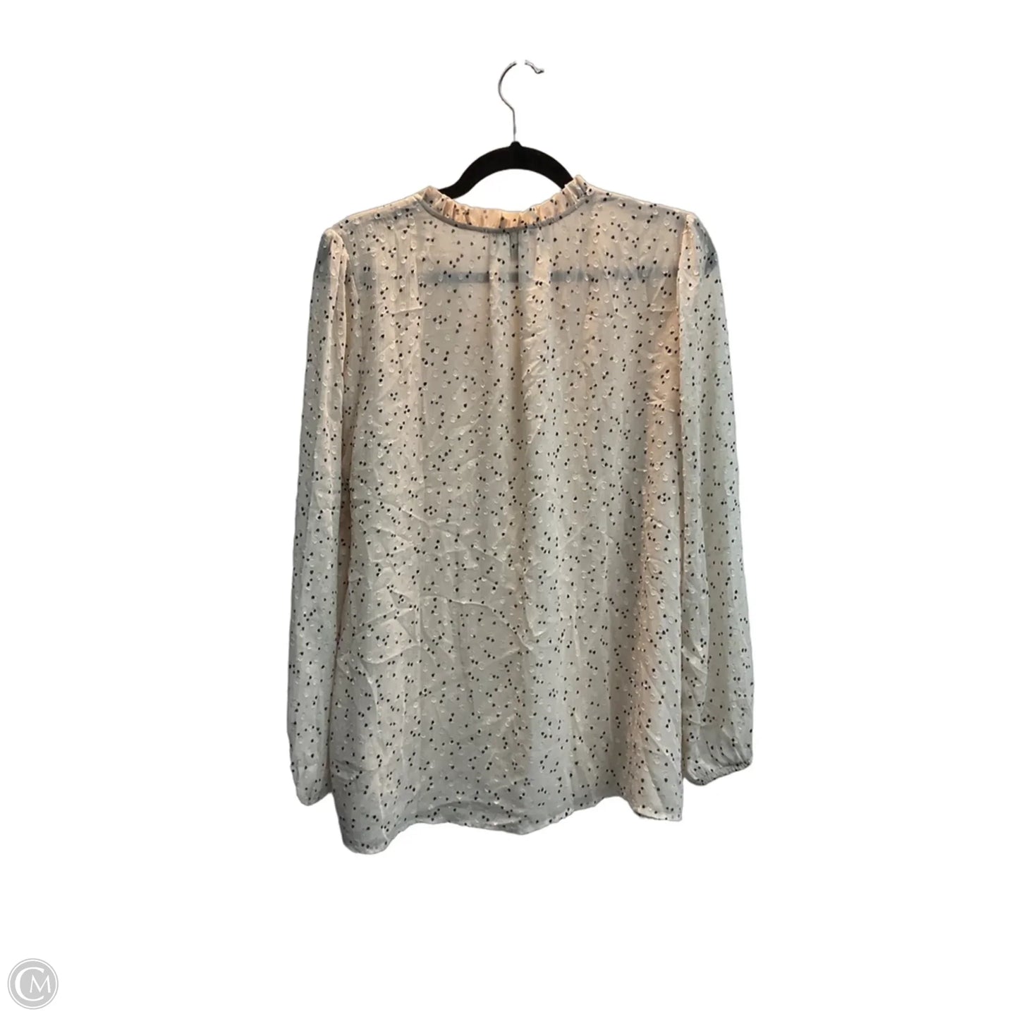 Blouse Long Sleeve By Hilary Radley In Black & Cream, Size: L