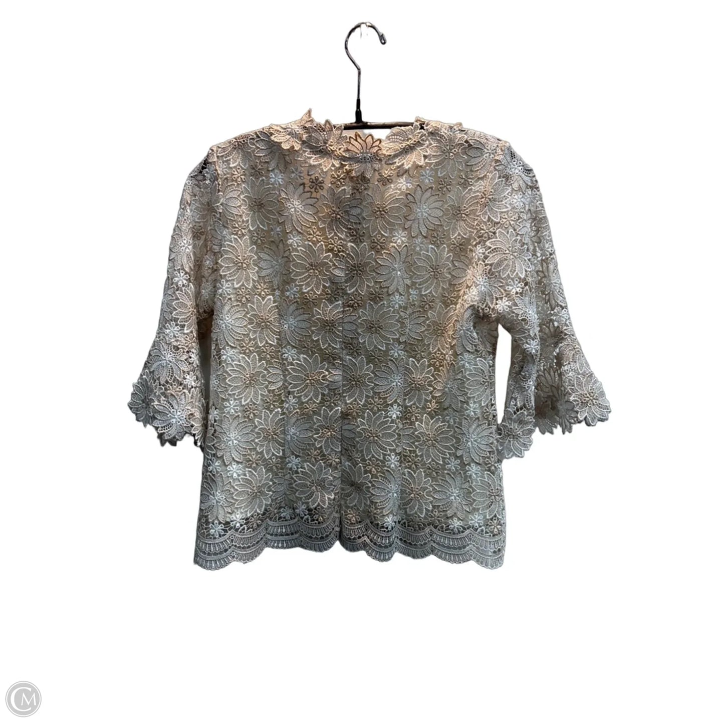 Top Short Sleeve By Clothes Mentor In Tan & White, Size: M