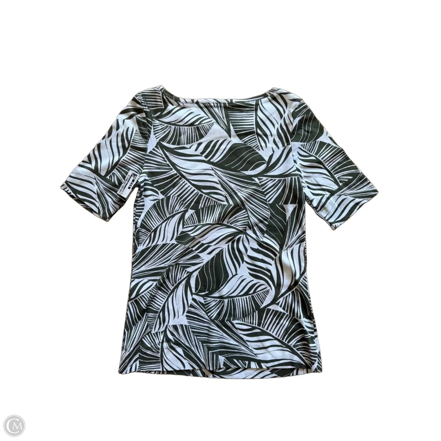 Top Short Sleeve By Chicos In Green & White, Size: S