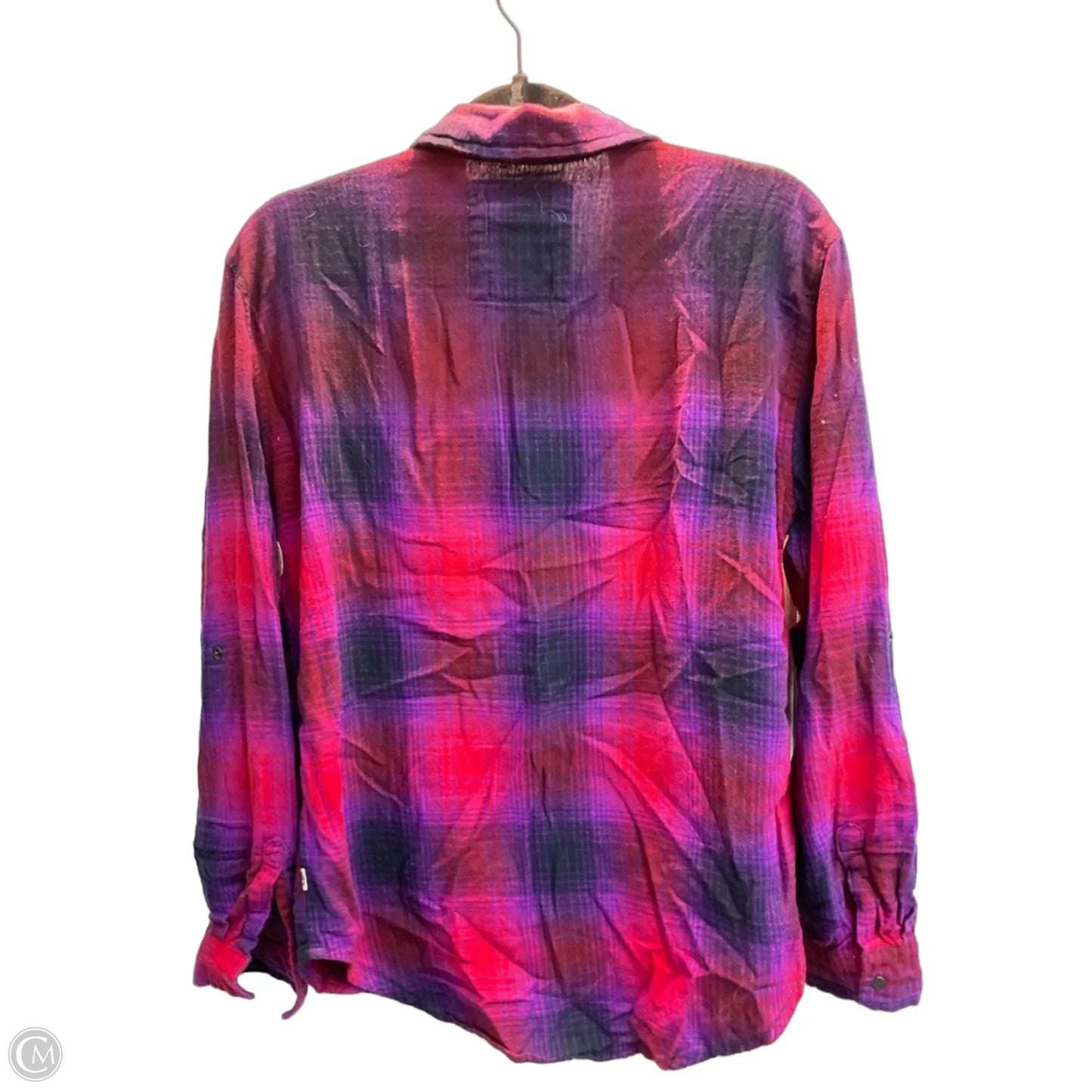 Top Long Sleeve By Garage In Plaid Pattern, Size: M