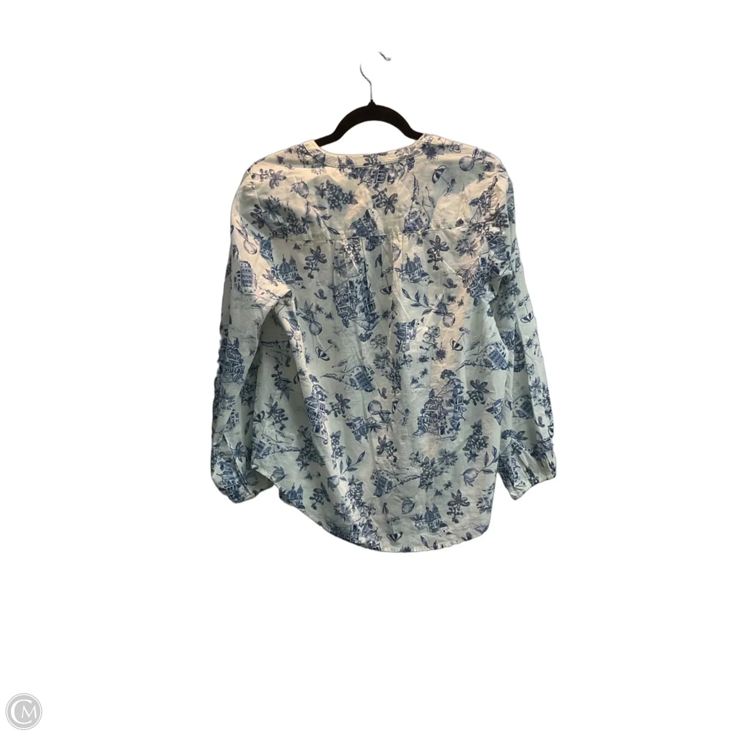 Blouse 3/4 Sleeve By Lucky Brand In Blue & Cream, Size: S