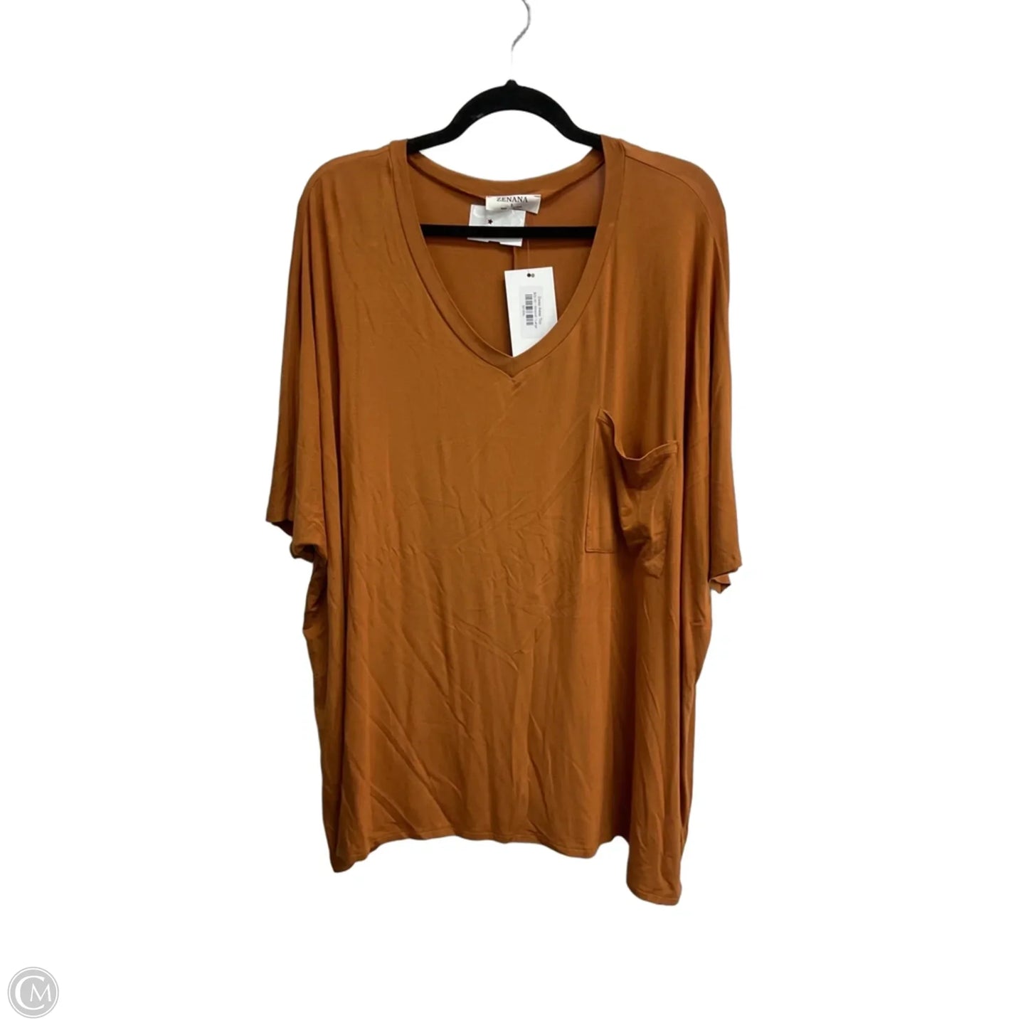 Top Short Sleeve By Zenana In Tan, Size: L
