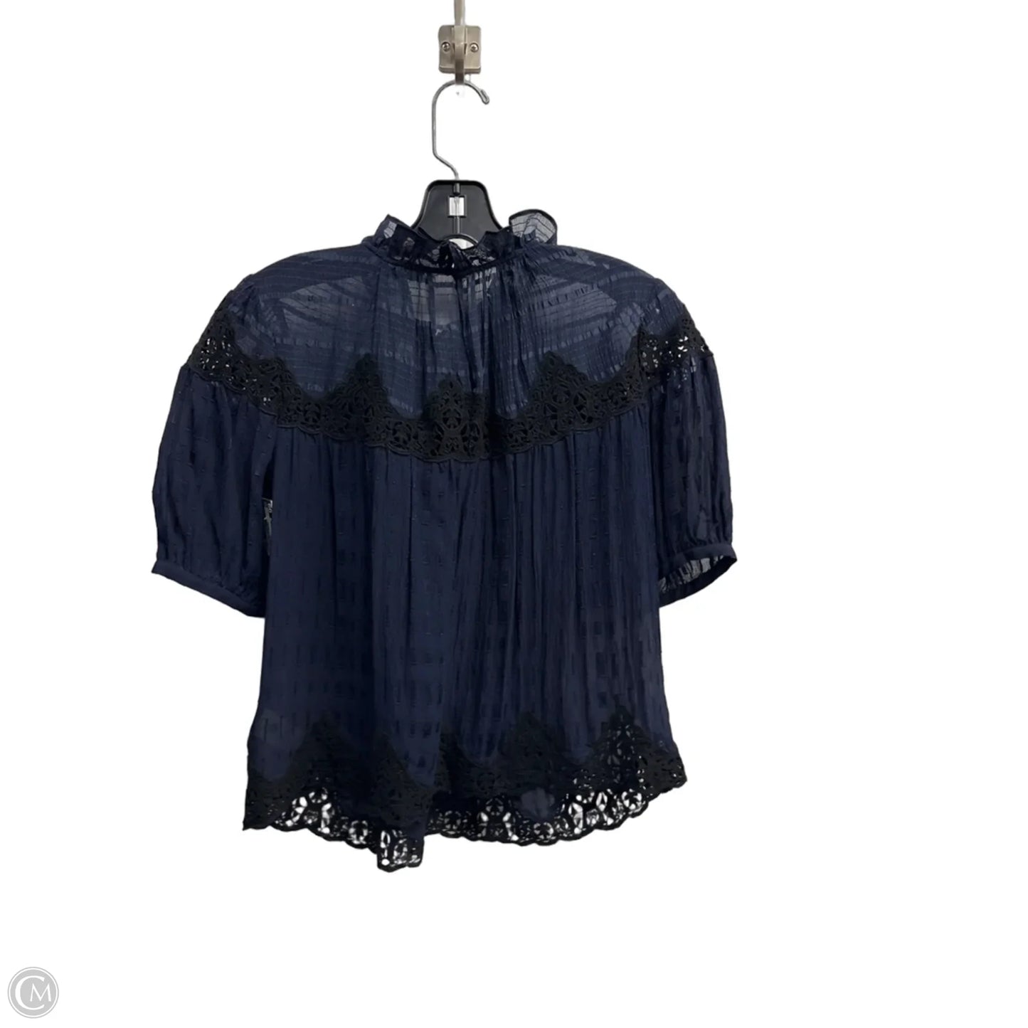 Blouse 3/4 Sleeve By Rebecca Taylor In Navy, Size: 0