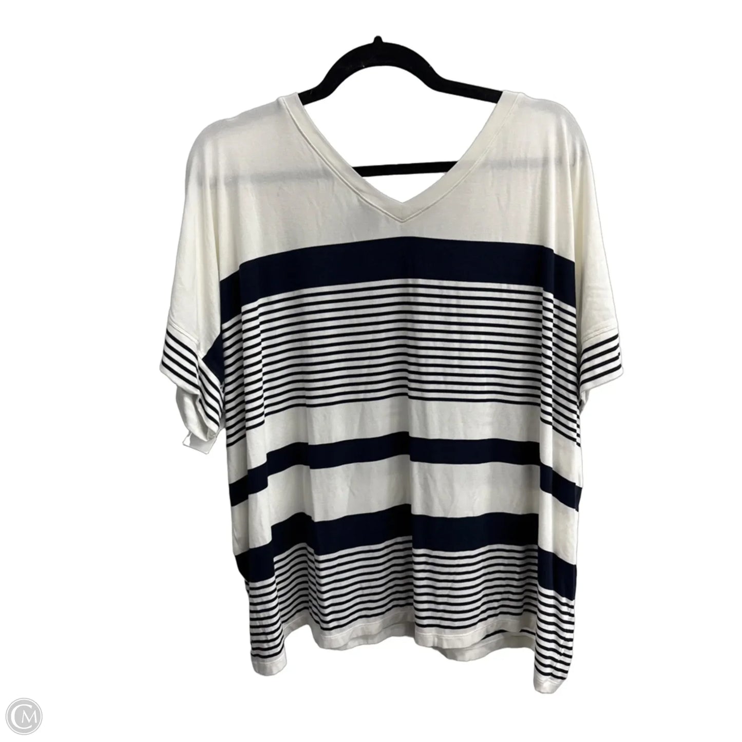 Top Short Sleeve By Cabi In Striped Pattern, Size: L