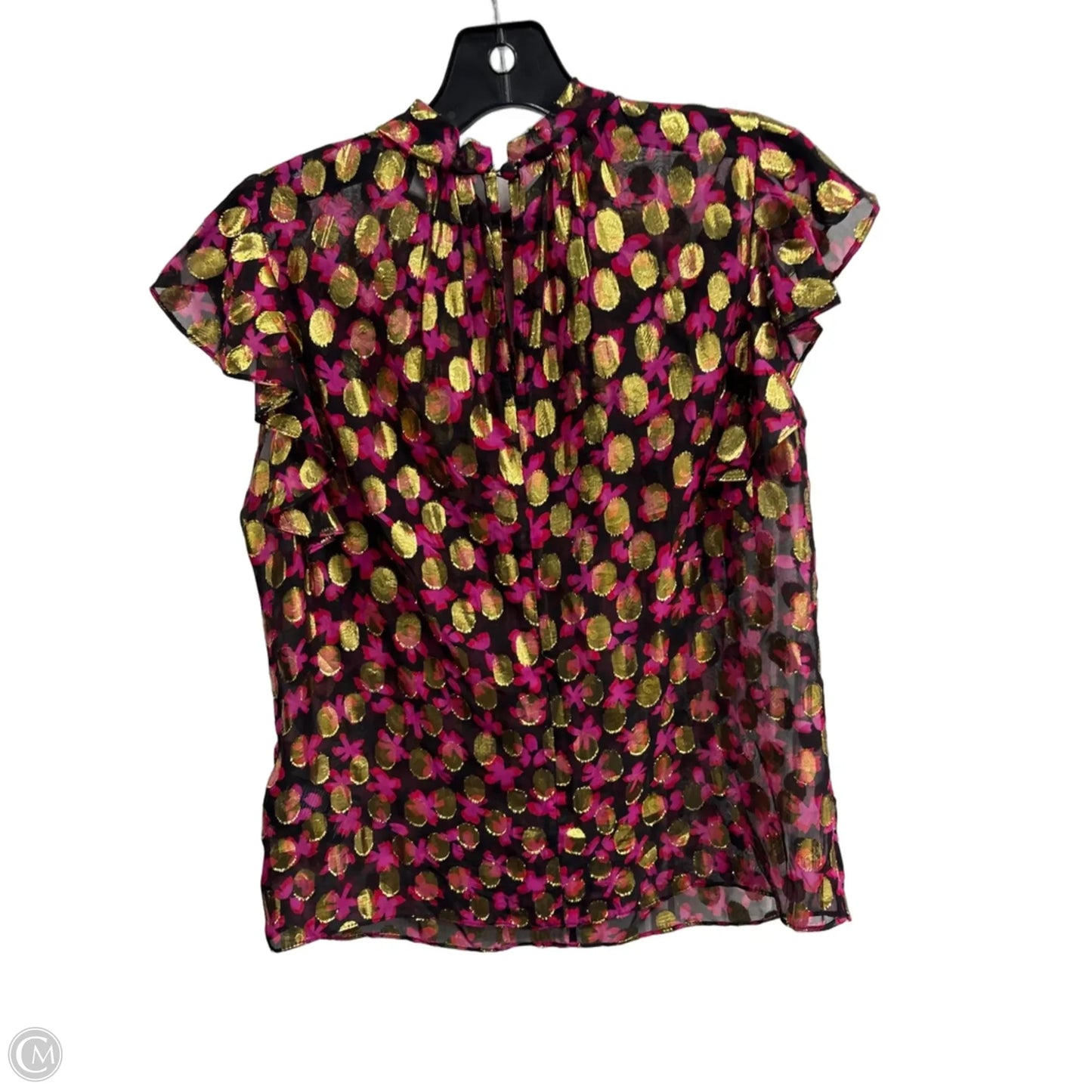 Blouse Short Sleeve By Milly In Black & Gold, Size: 0p