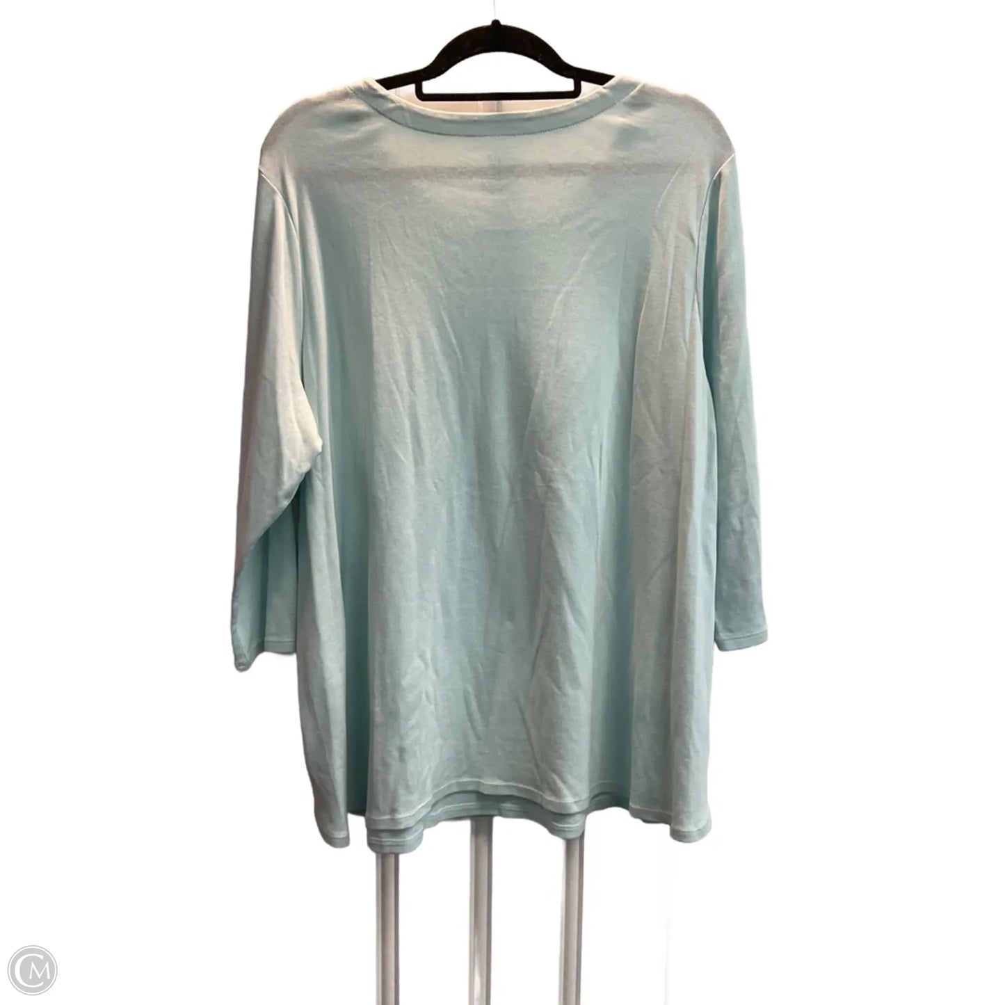 Top 3/4 Sleeve By J. Jill In Aqua, Size: 2x
