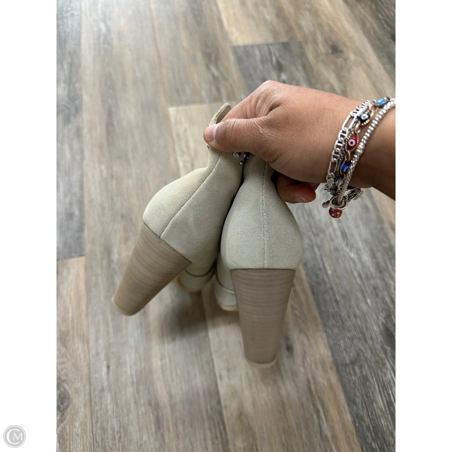 Boots Ankle Heels By Nine West In Cream, Size: 7.5
