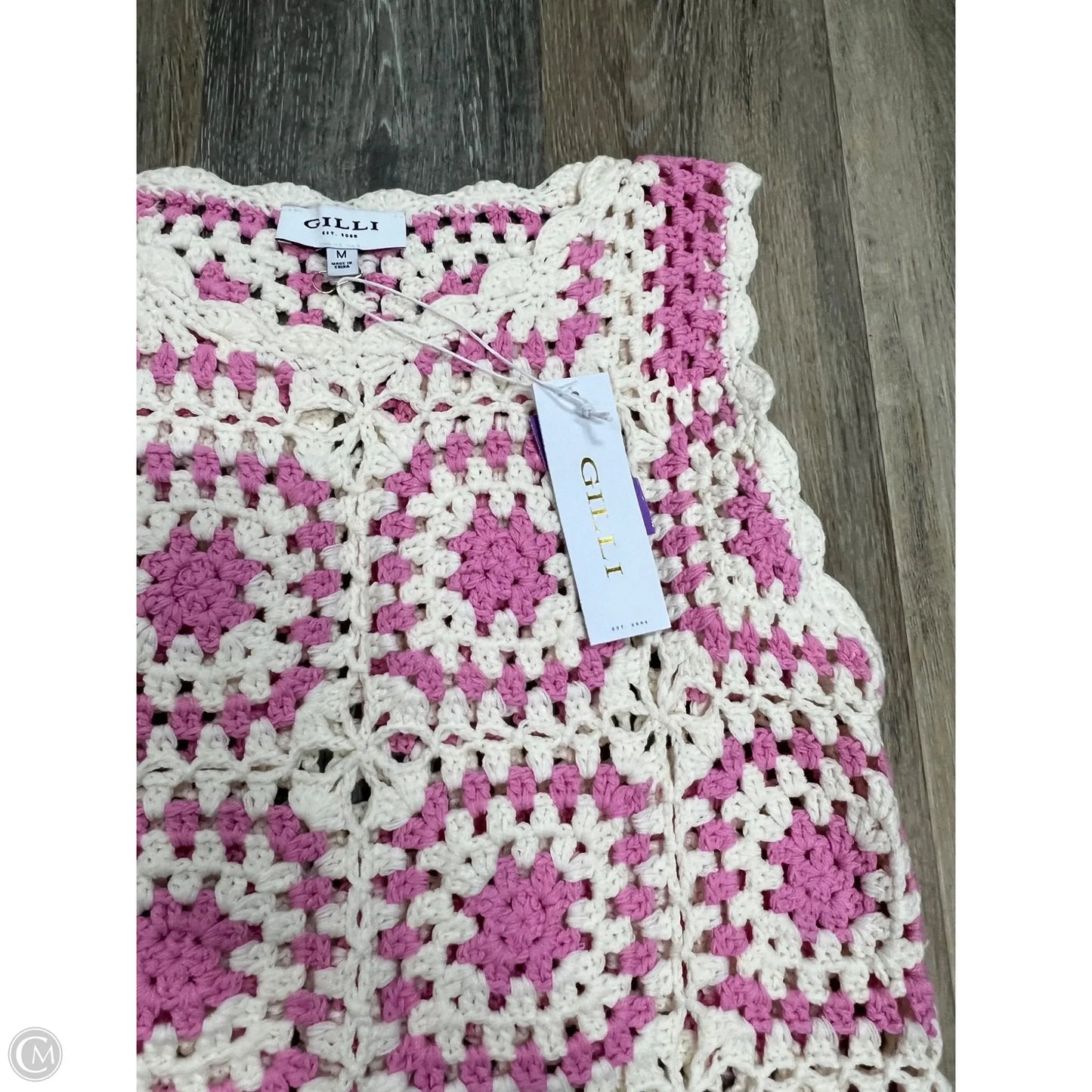 Top Sleeveless By Gilli In Pink & White, Size: M