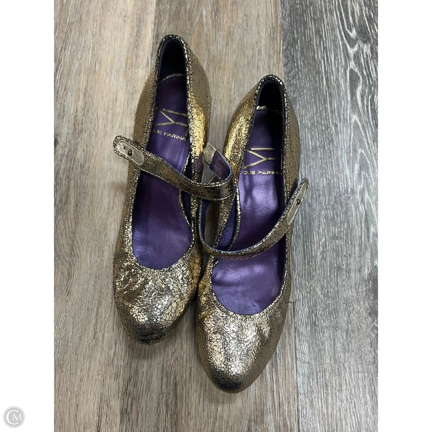 Shoes Heels Block By Due Farina In Gold, Size: 7.5