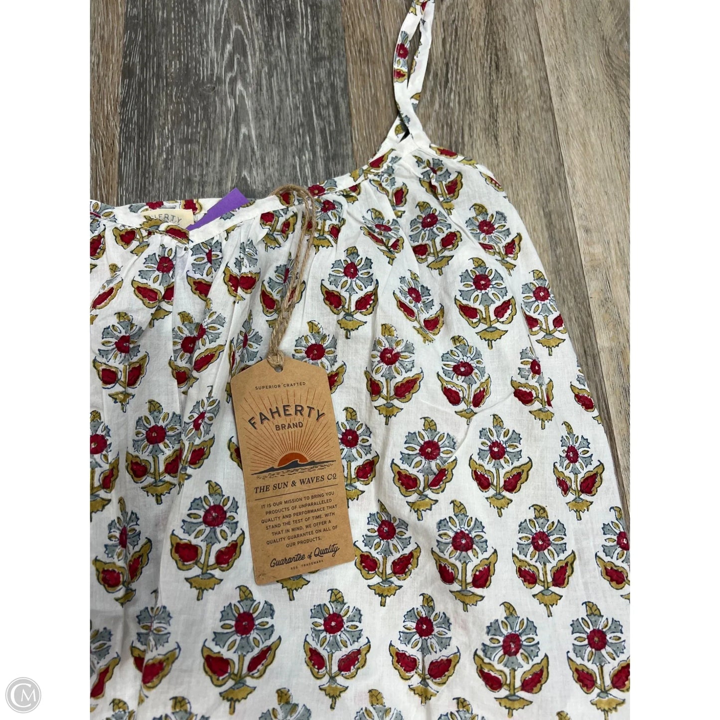 Top Sleeveless By Faherty In Floral Print, Size: L