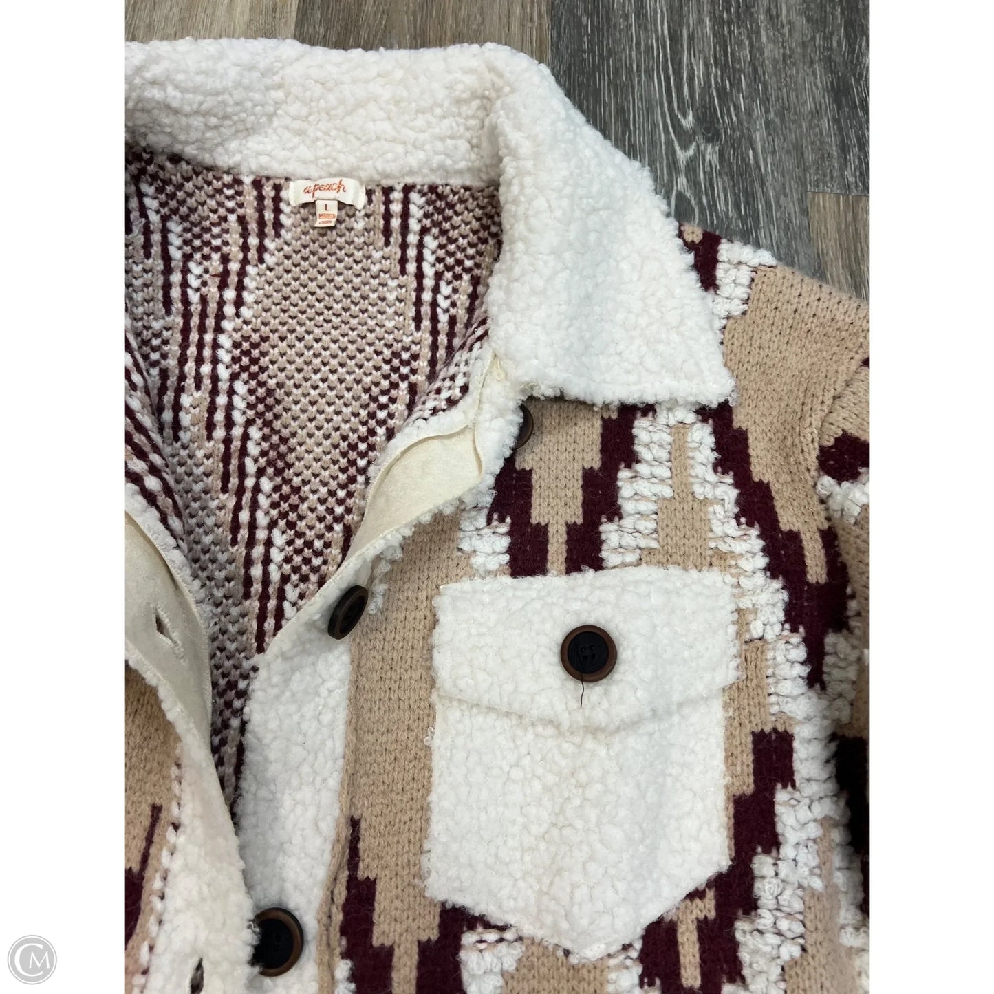 Sweater Cardigan By A Peach In Nautical Print, Size: L