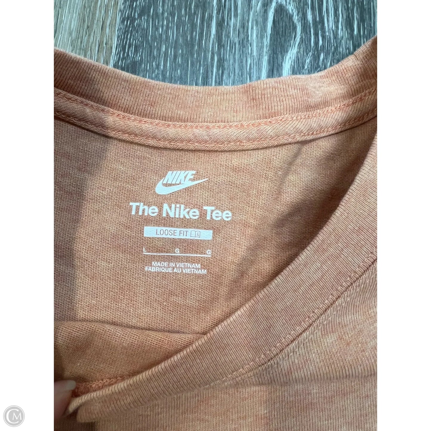 Athletic Top Short Sleeve By Nike In Orange, Size: L