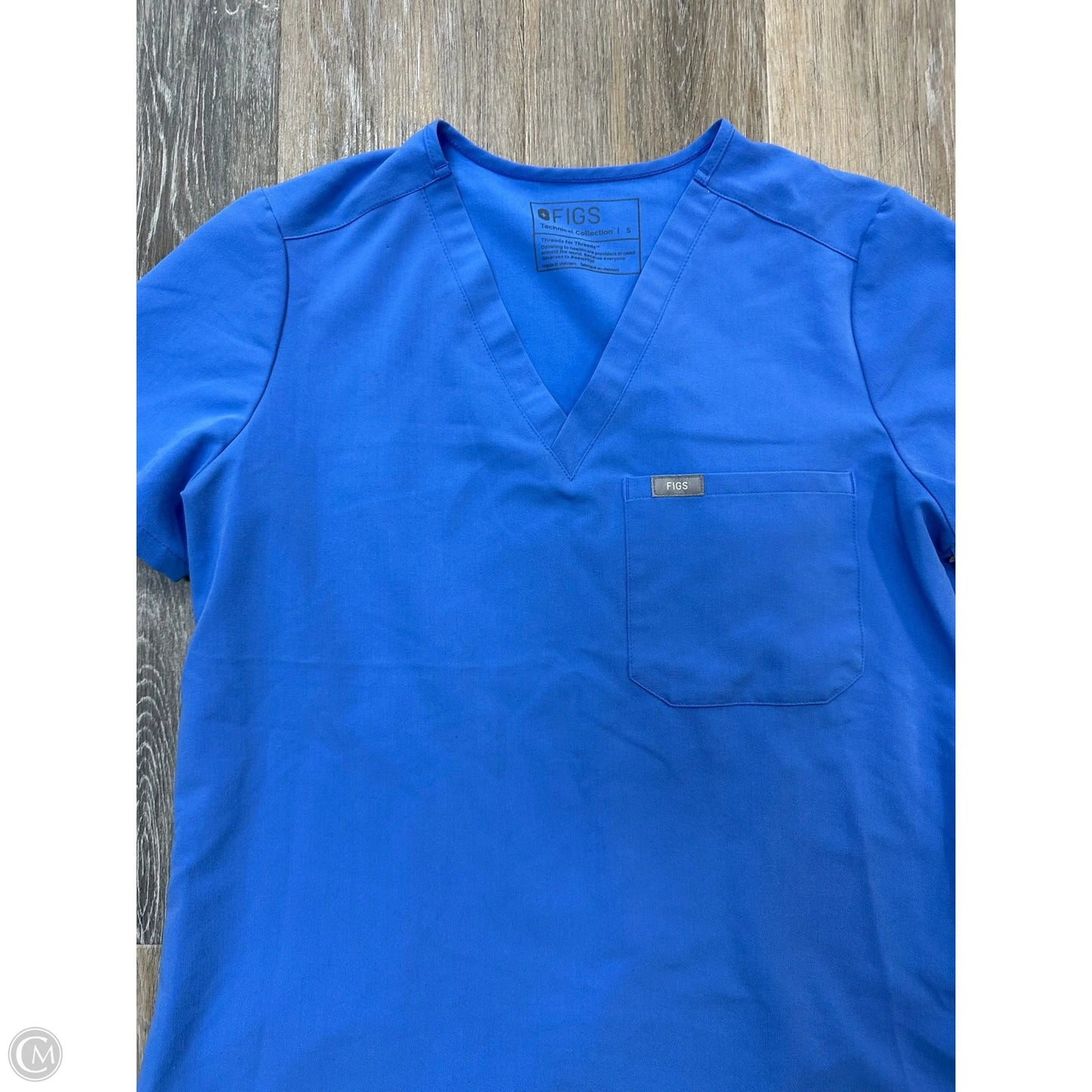 Athletic Top Short Sleeve By Figs In Blue, Size: S