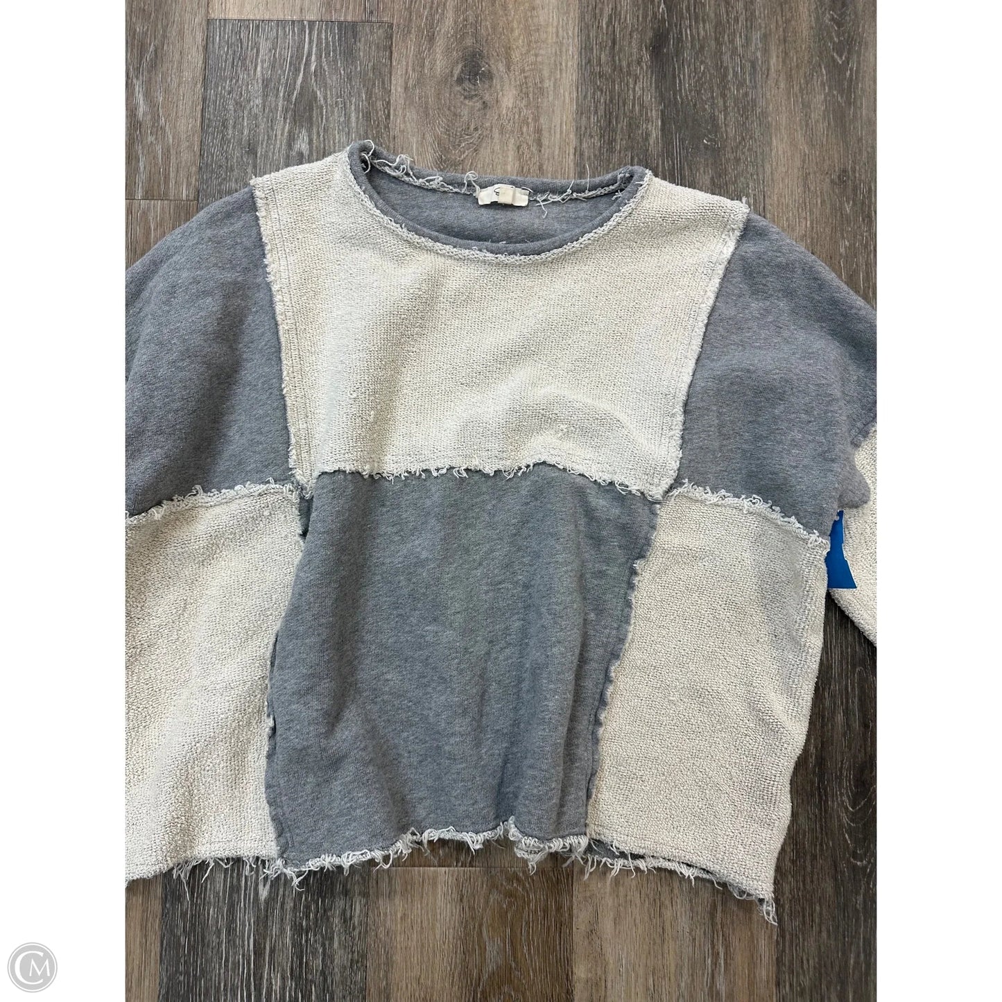 Top Short Sleeve By Easel In Cream & Grey, Size: M