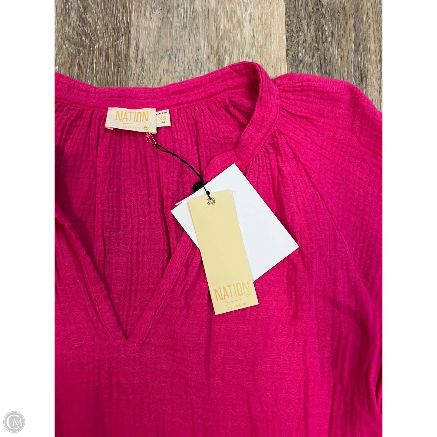 Blouse Long Sleeve By Nation In Pink, Size: Xs