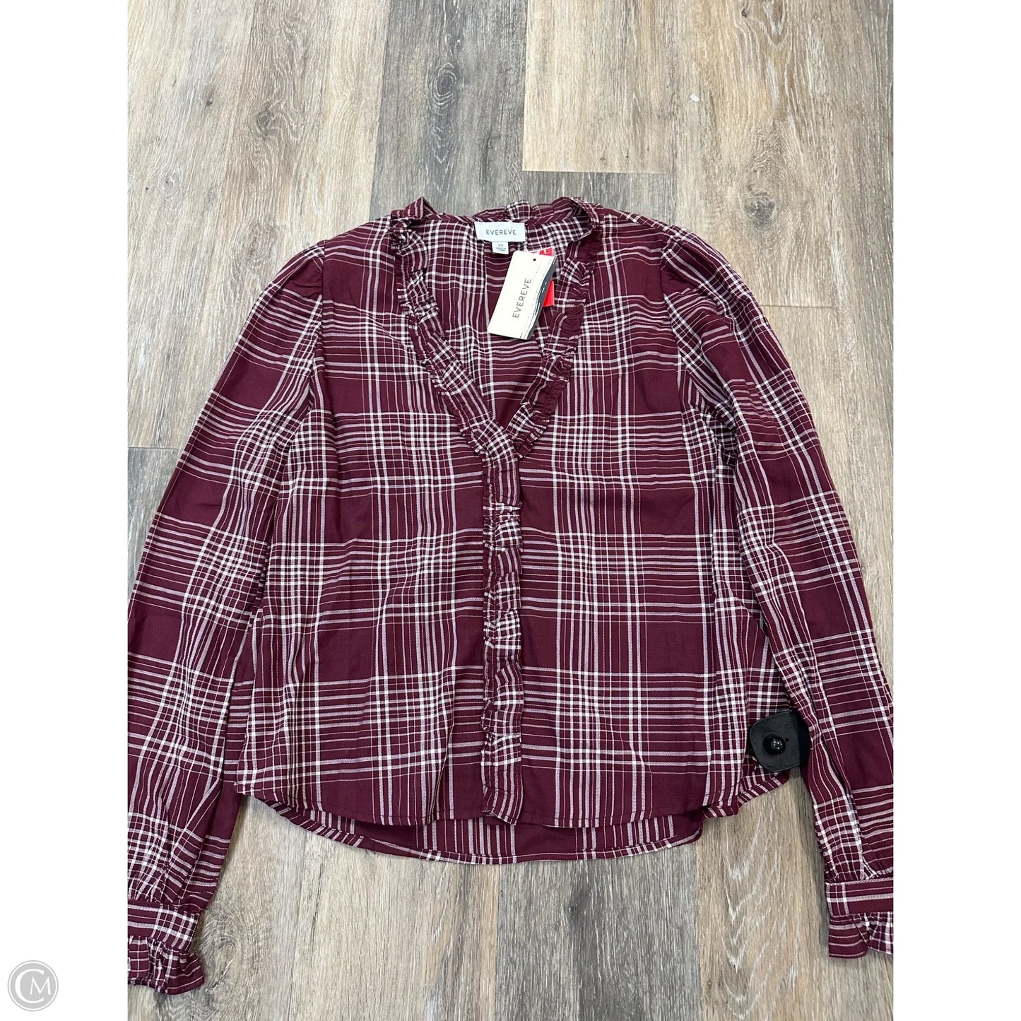 Blouse Long Sleeve By Evereve In Maroon, Size: Xs