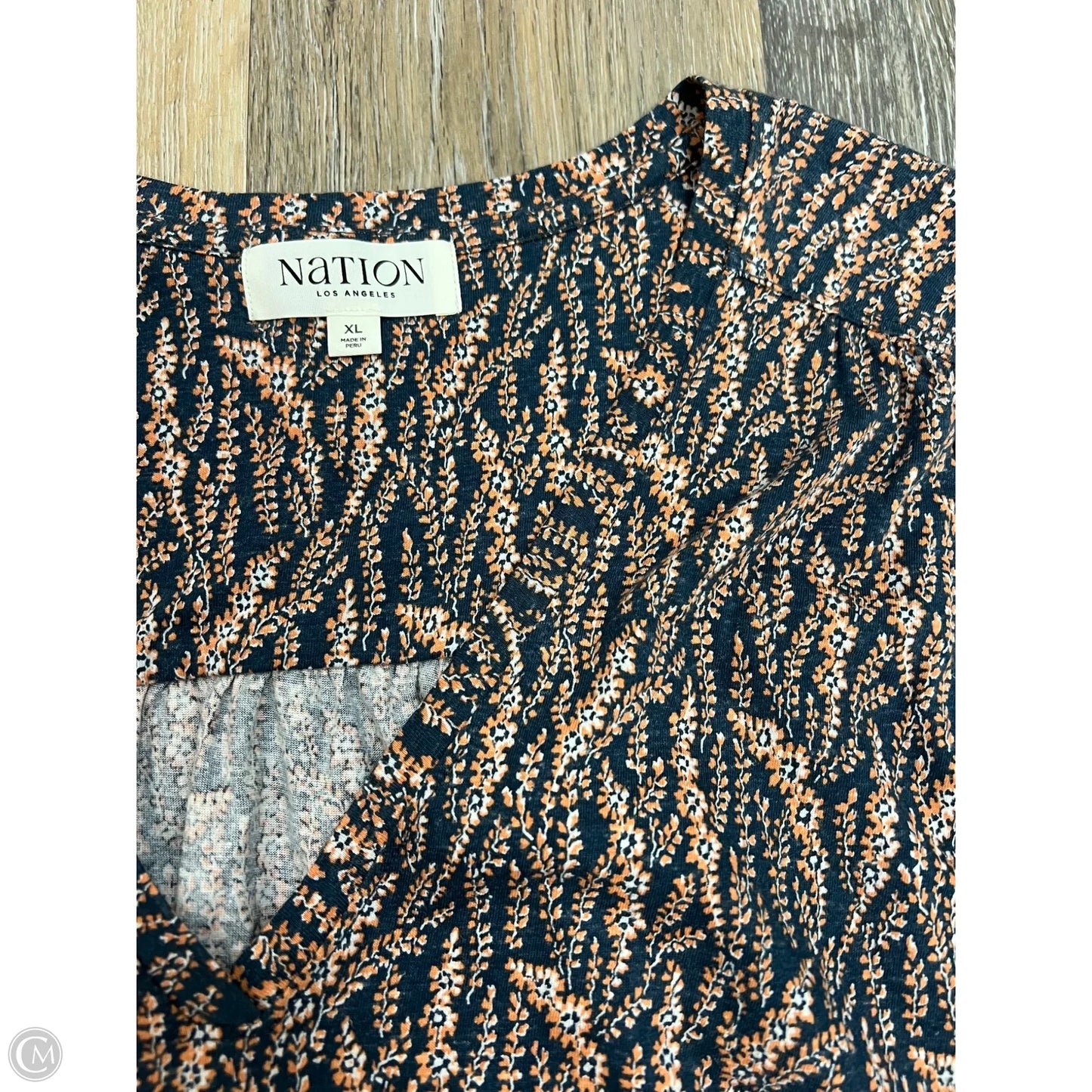 Top Short Sleeve By Nation In Floral Print, Size: Xl