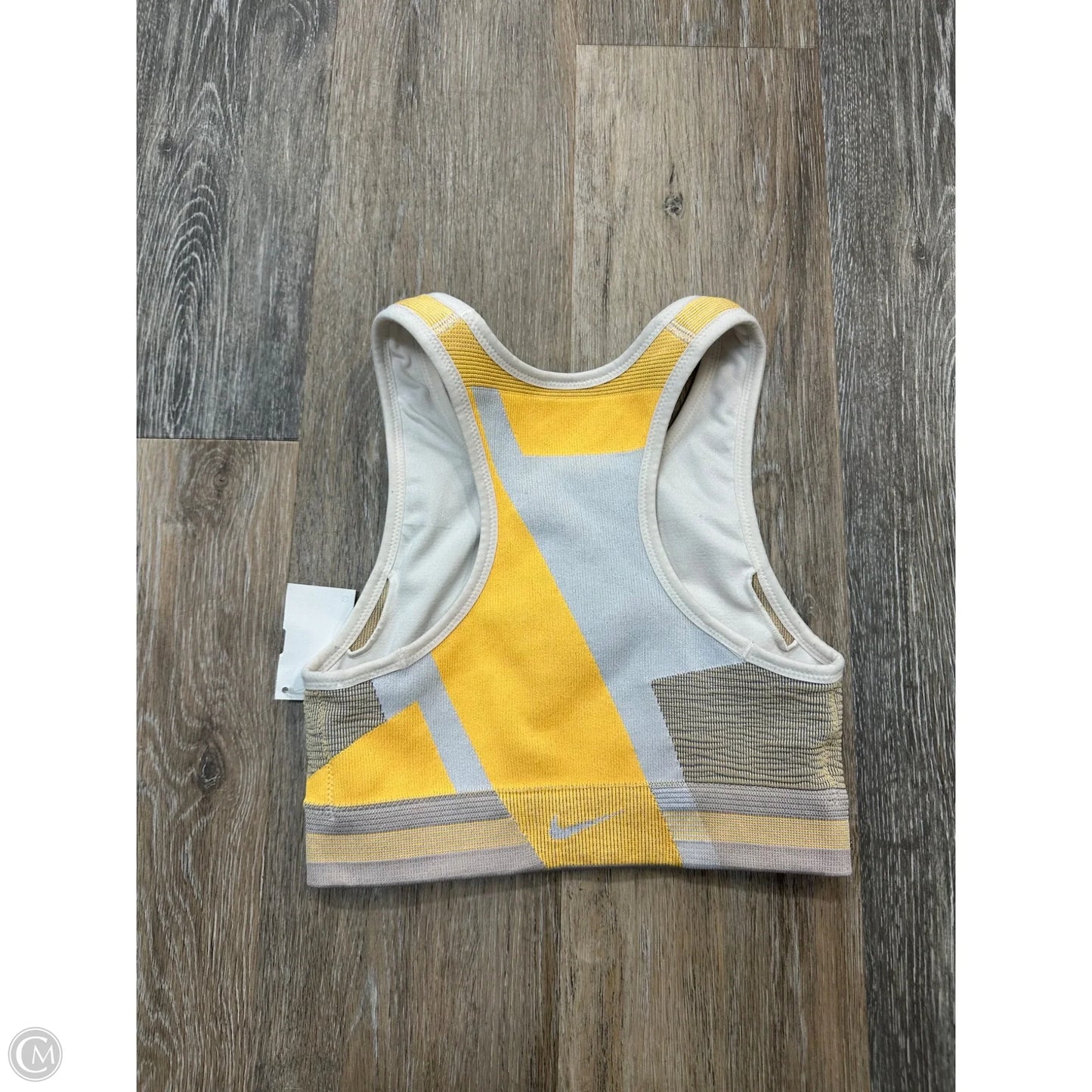 Athletic Bra By Nike Apparel In Grey & Yellow, Size: S