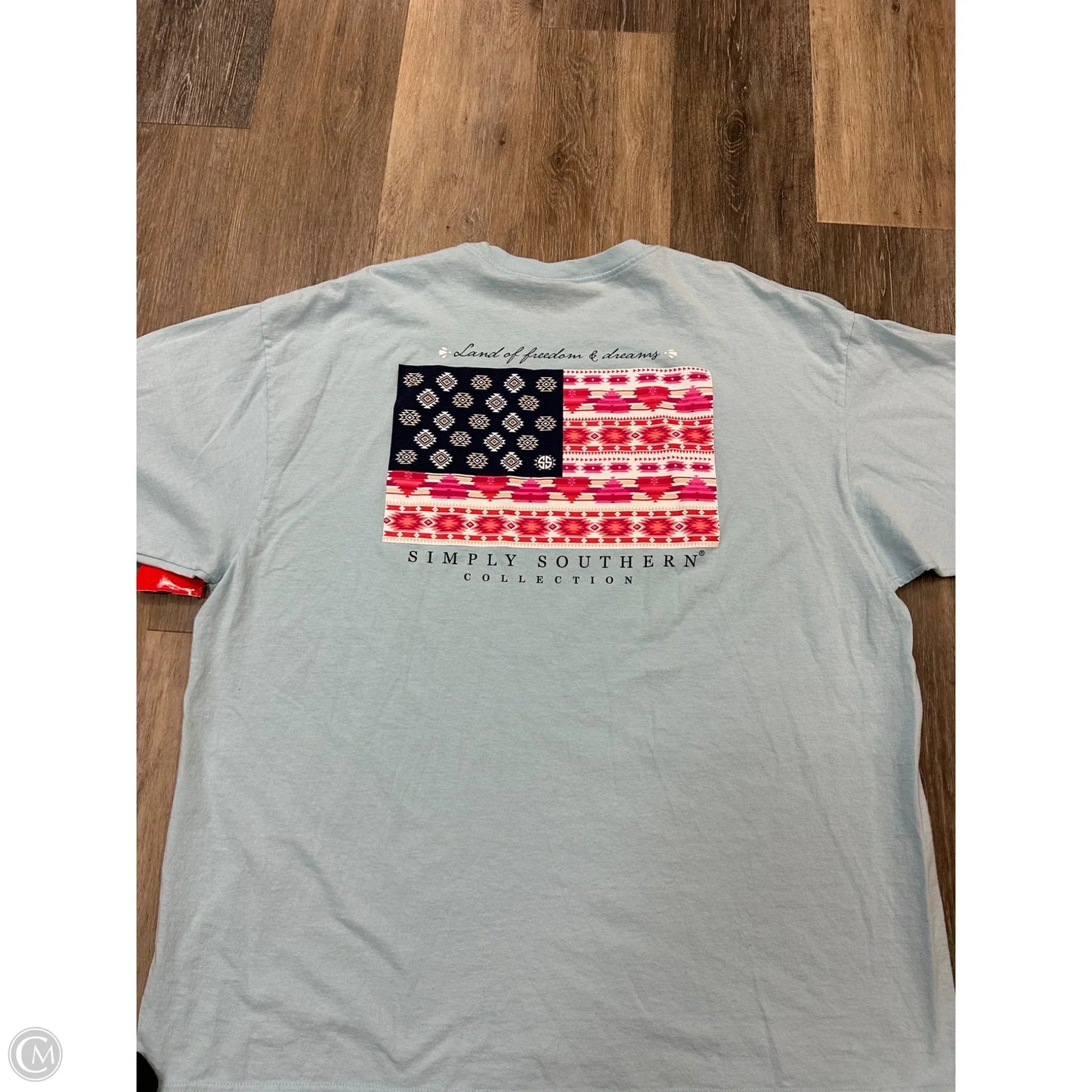 Top Short Sleeve By Simply Southern In Blue, Size: Xxl