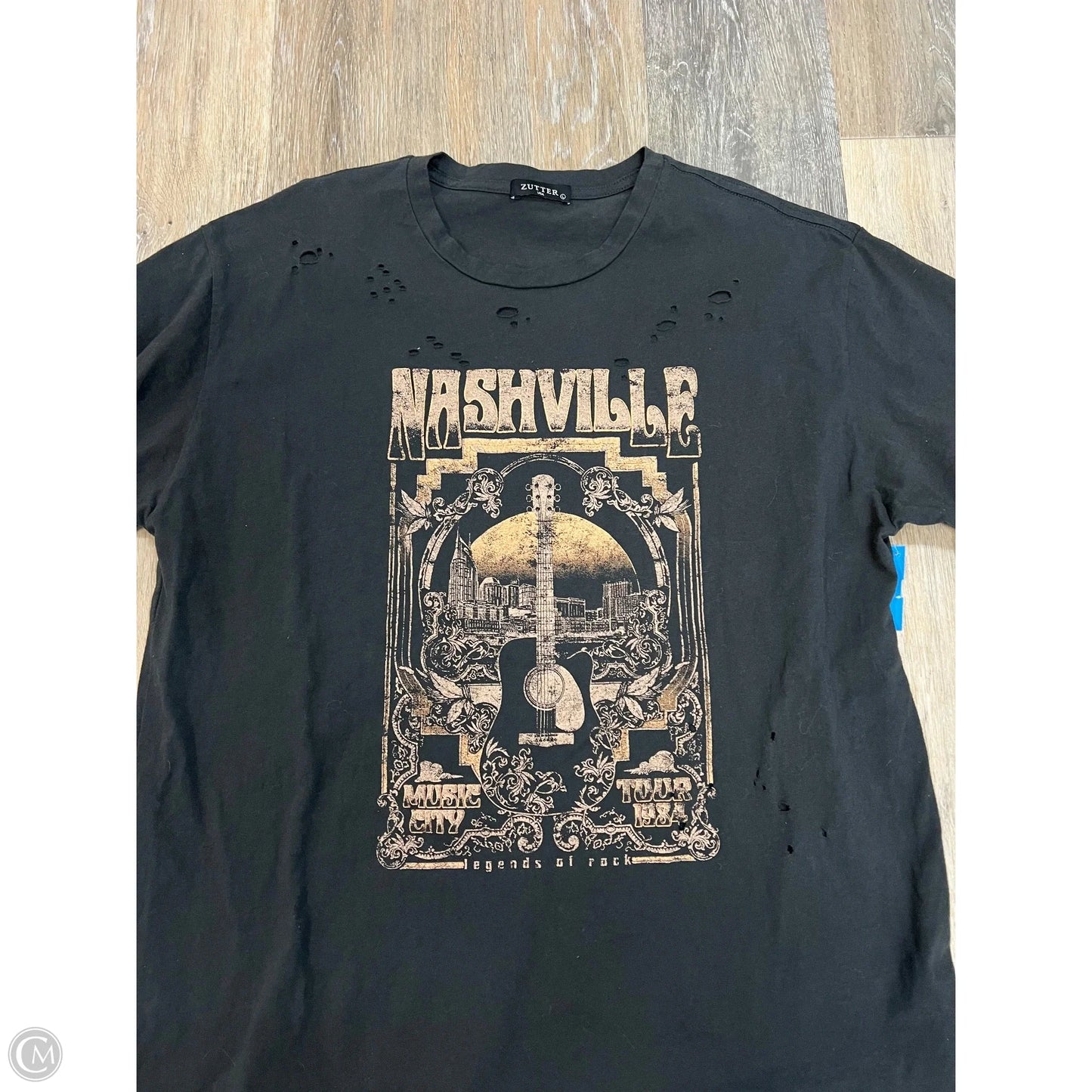 -Top Short Sleeve By Zutter In Black, Size: L