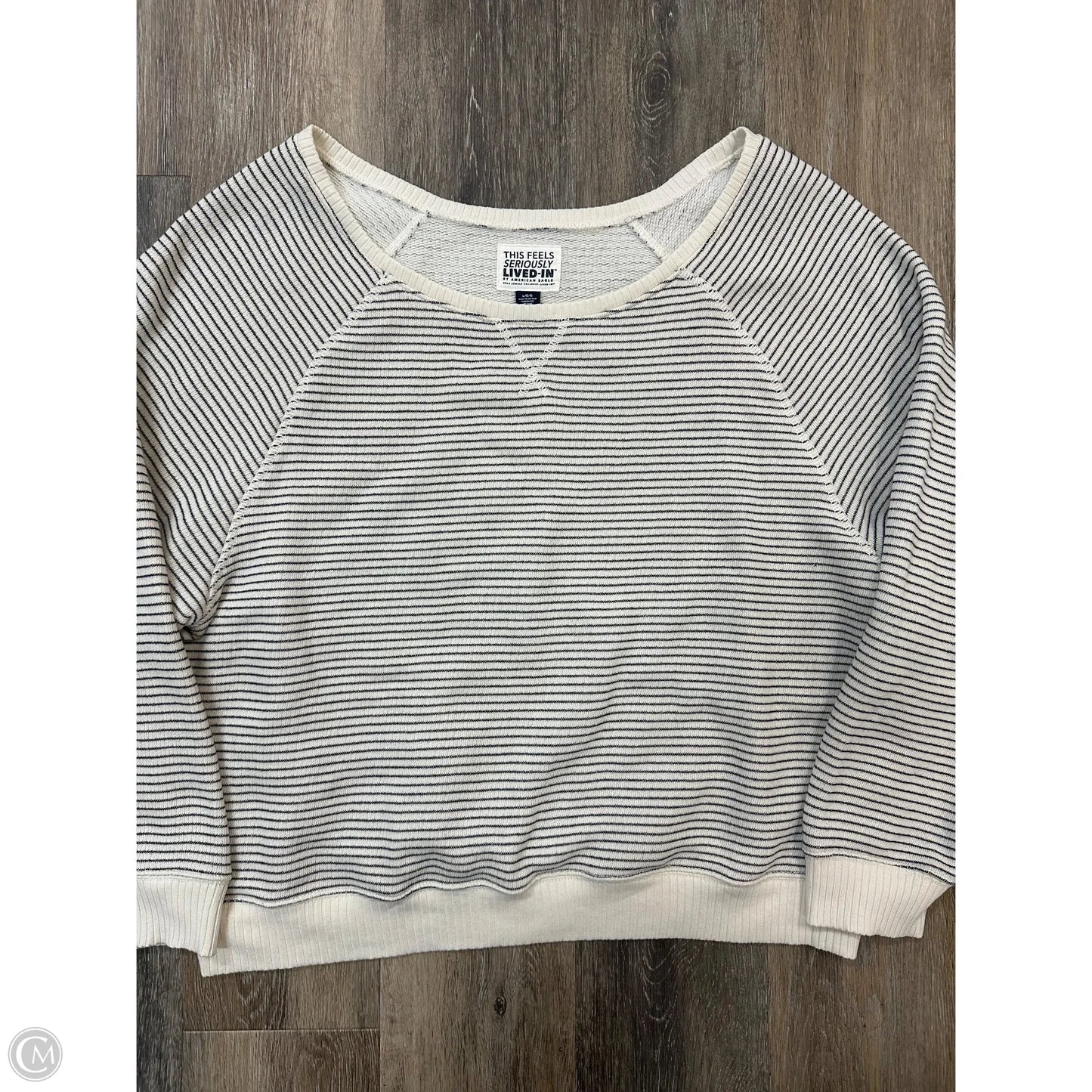 Top Long Sleeve By American Eagle In Striped Pattern, Size: L