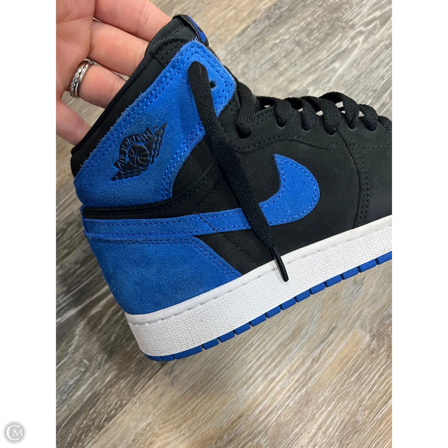 Shoes Luxury Designer By Jordan In Black & Blue, Size: 7.5 (Youth 6)