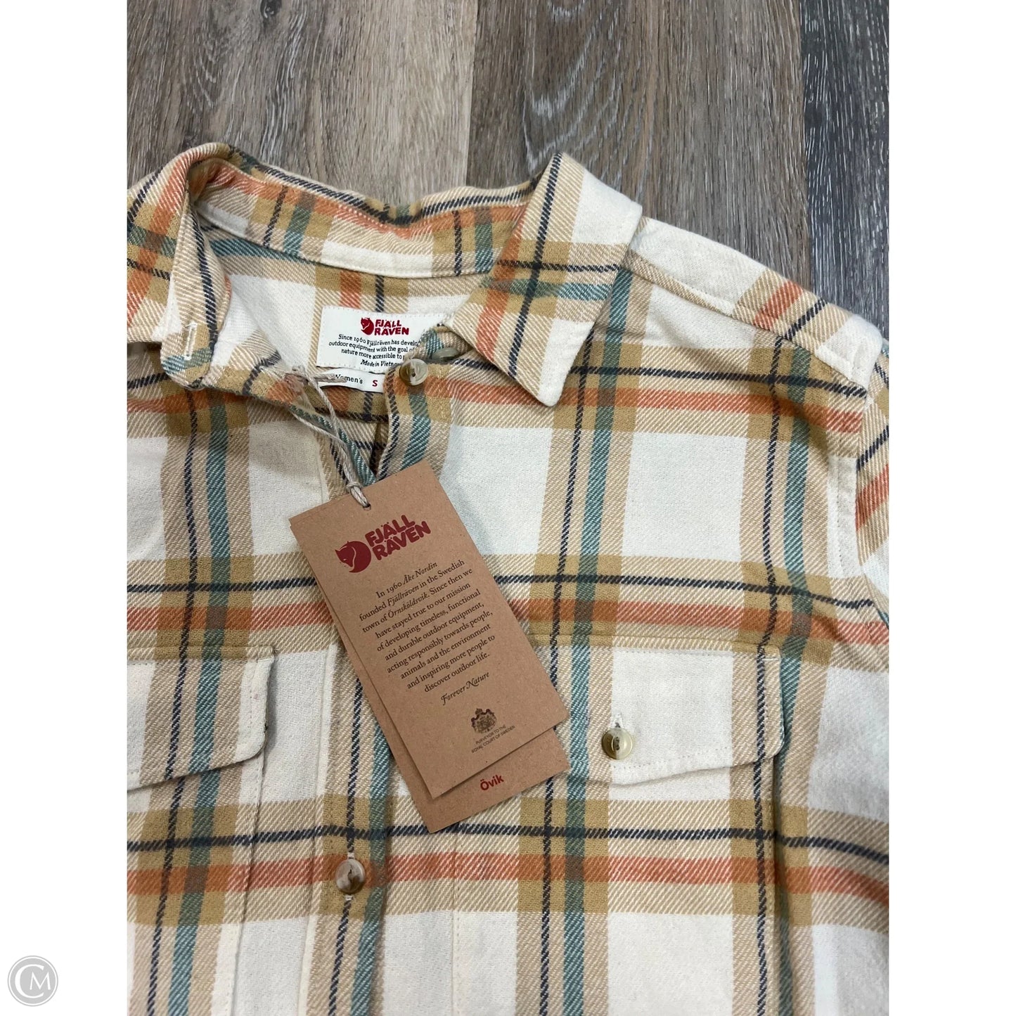 Blouse Long Sleeve By FJALL RAVEN In Plaid Pattern, Size: S