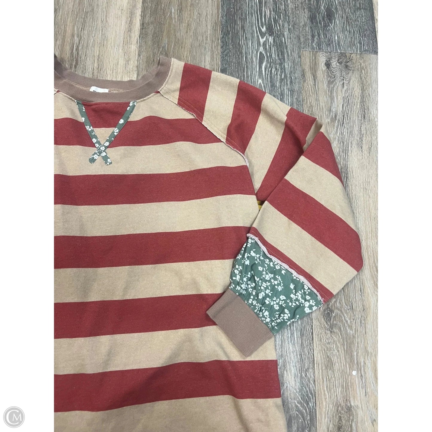 Top Long Sleeve By Bke In Striped Pattern, Size: L