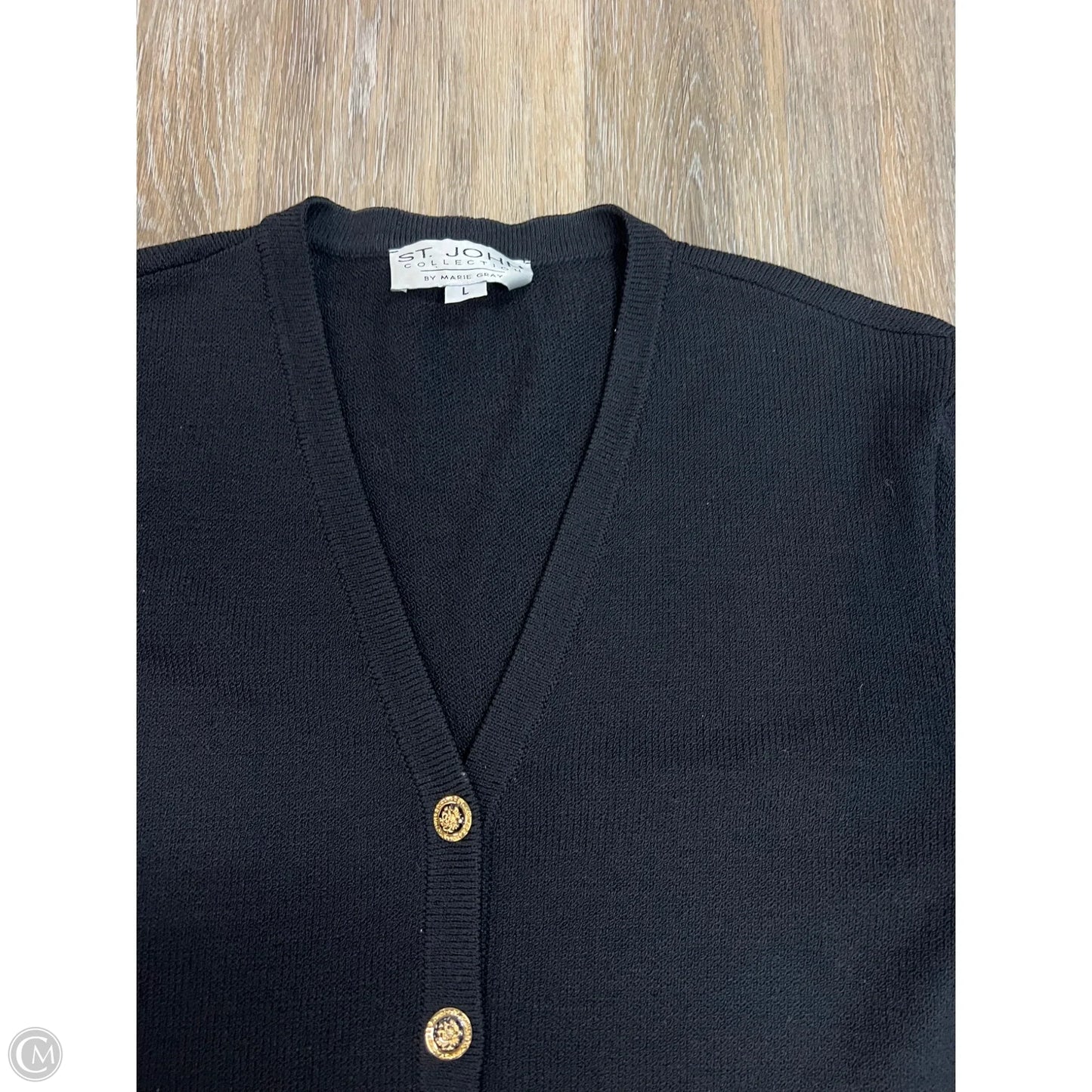 Sweater Cardigan Luxury Designer By St John Collection In Black, Size: L