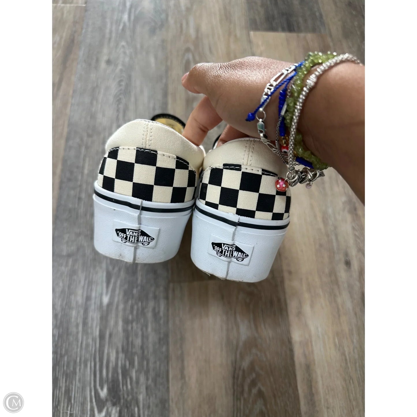 Shoes Flats By Vans In Black & Cream, Size: 8