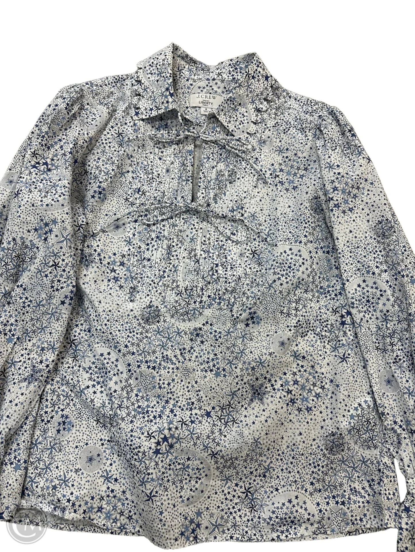 Blouse Long Sleeve By J. Crew In Blue & White, Size: S