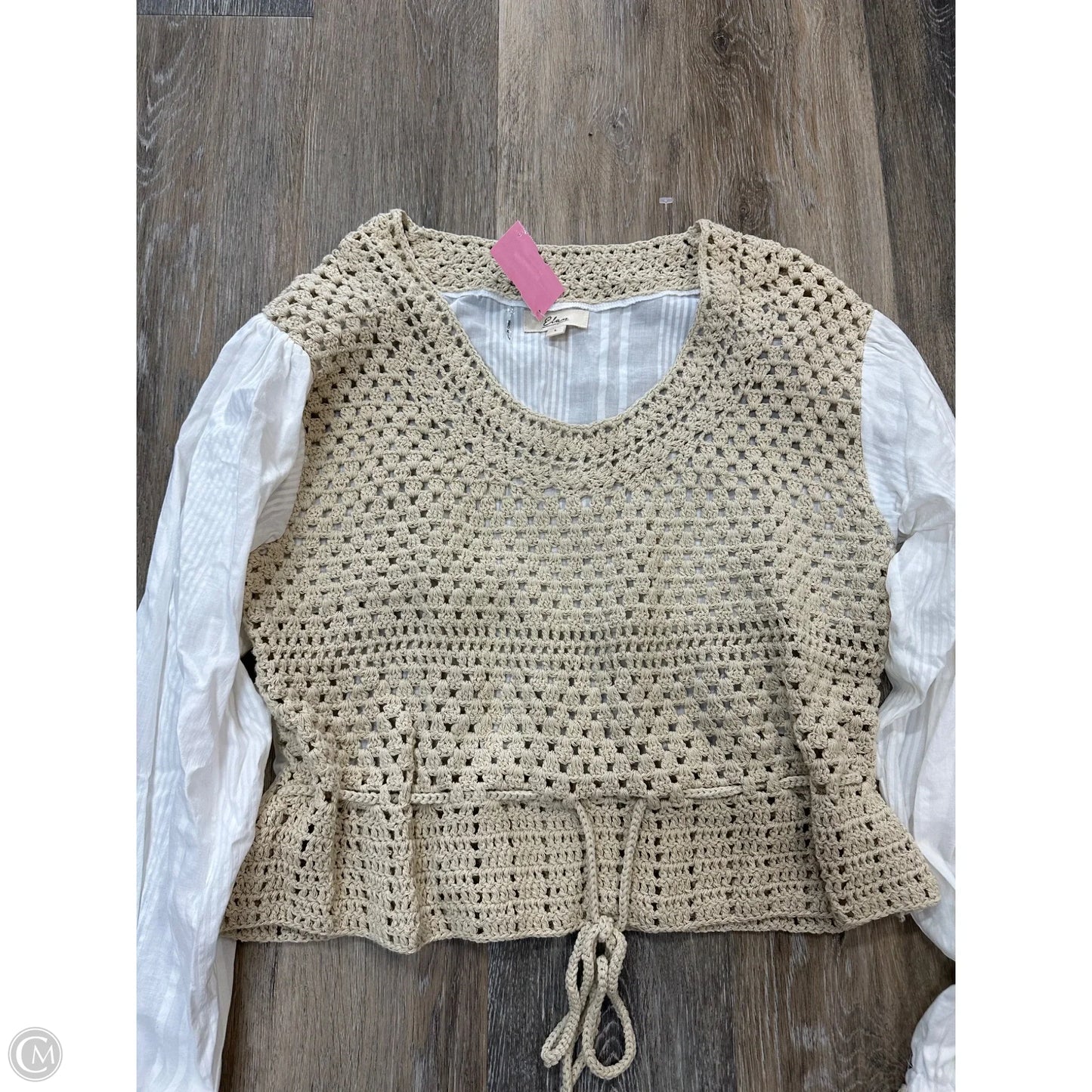 Blouse Long Sleeve By Elan In White, Size: L