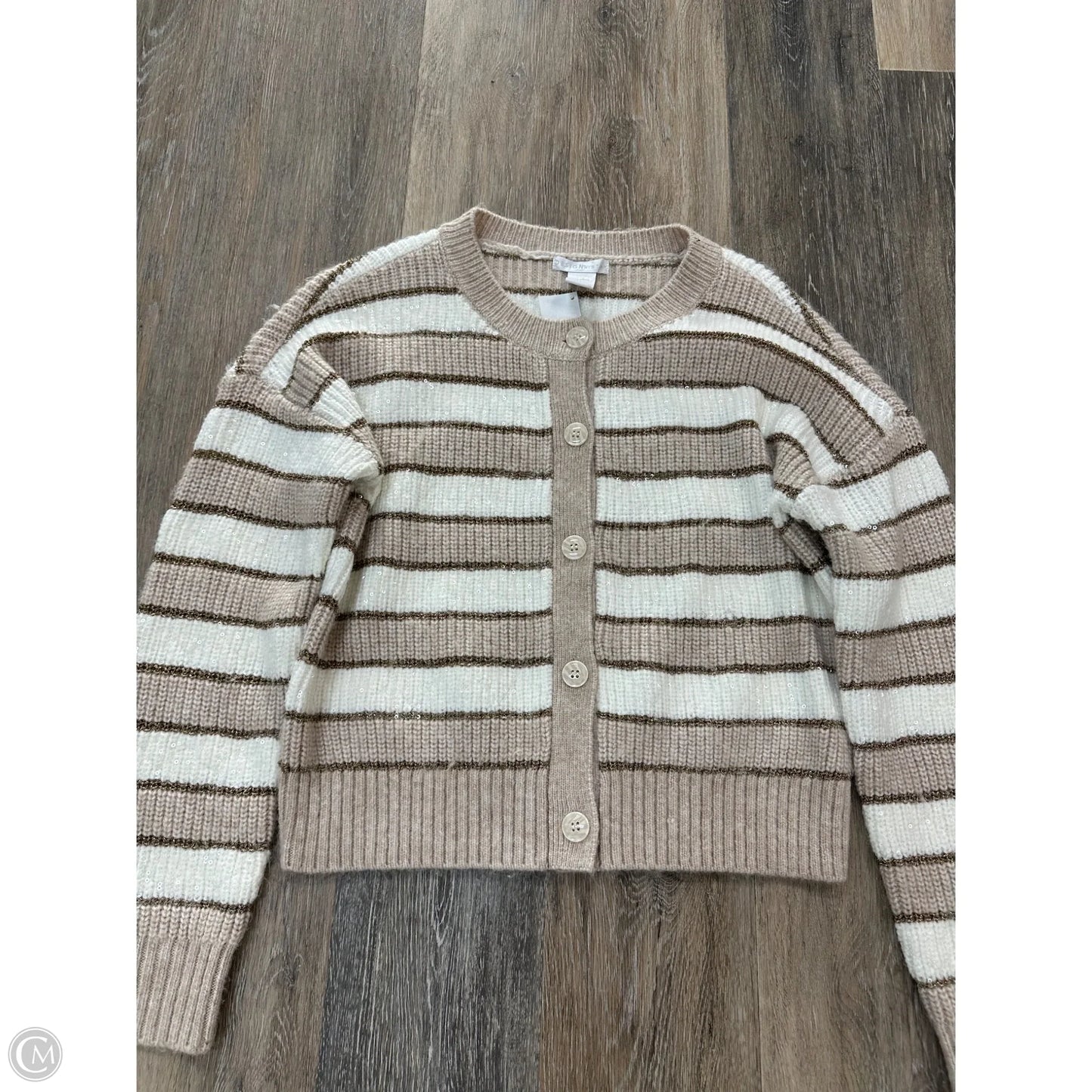 Sweater Cardigan By Design History In Tan, Size: S