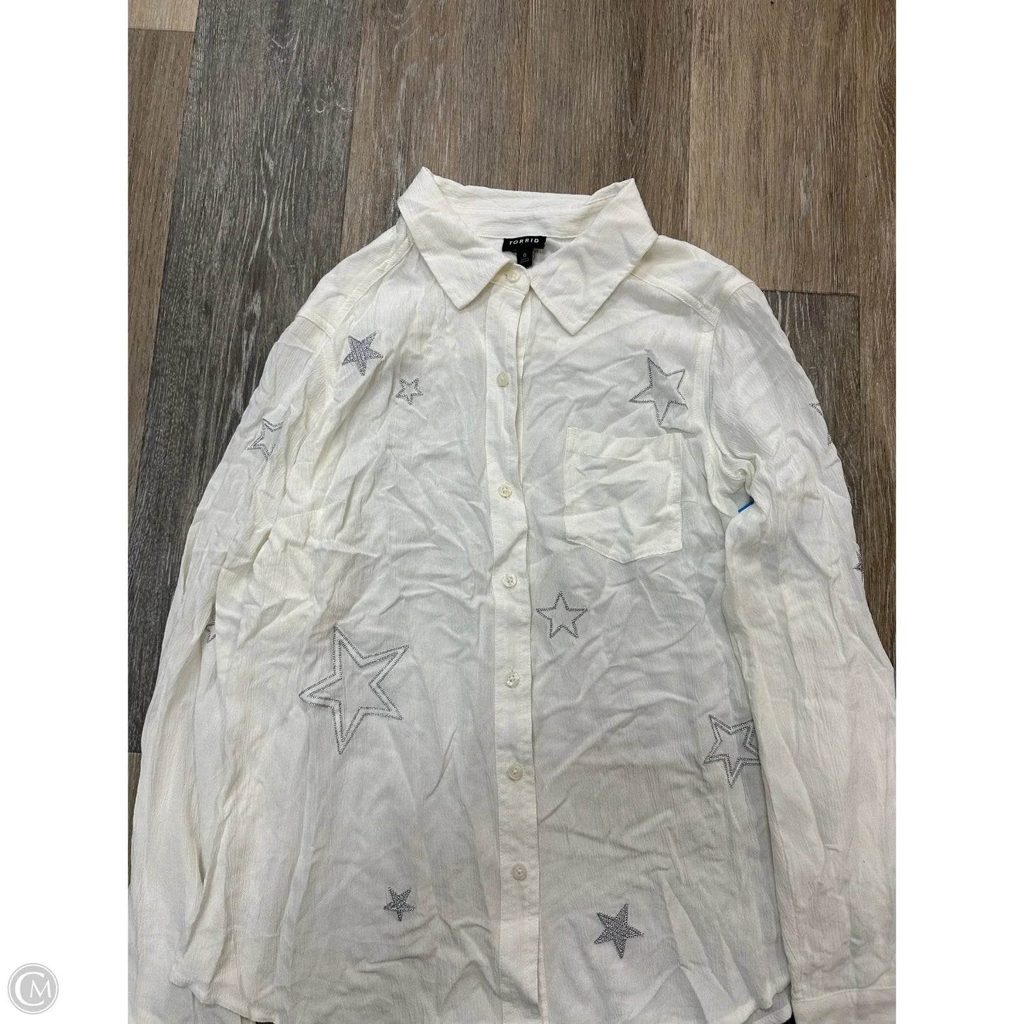 Blouse Long Sleeve By Torrid In White, Size: Xl