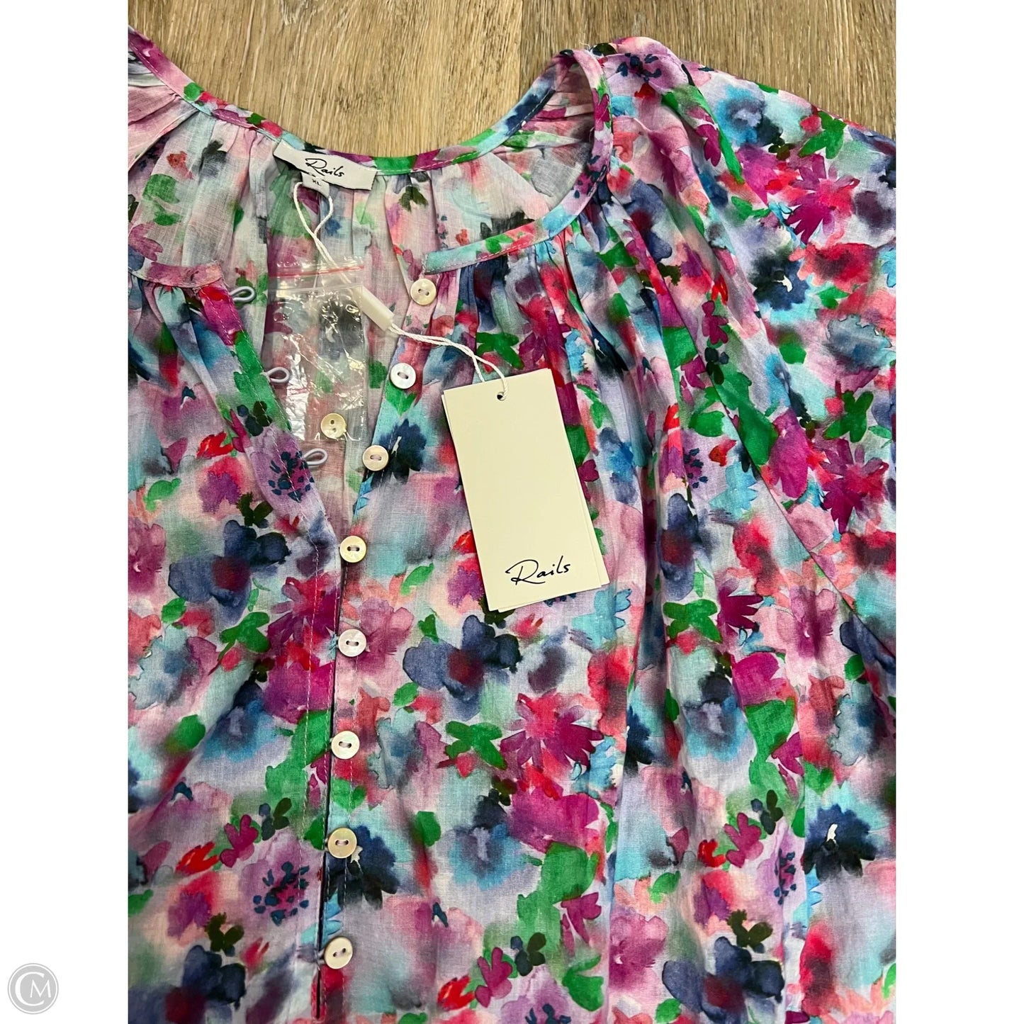 Blouse Long Sleeve By Rails In Floral Print, Size: Xl