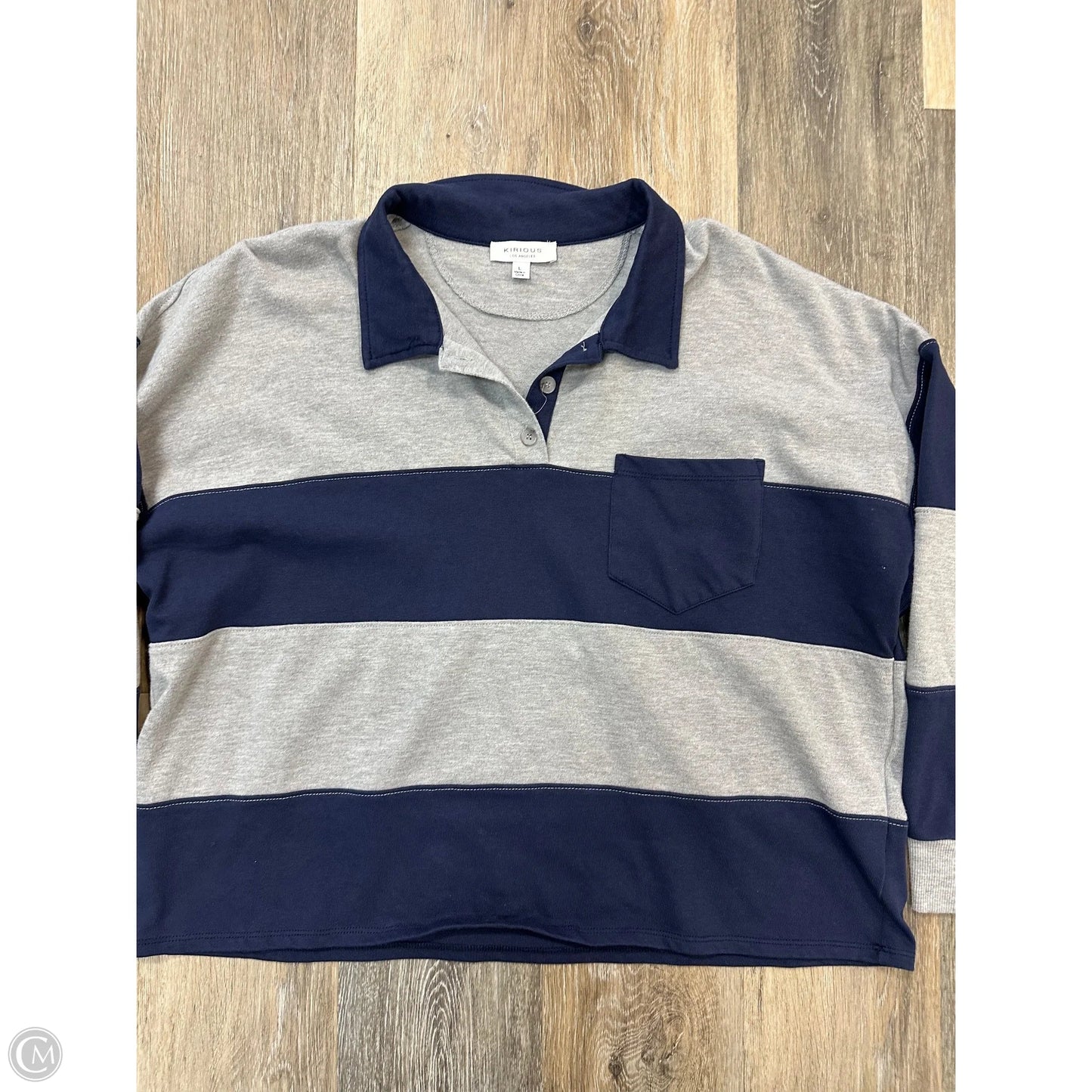 Top Long Sleeve By Kirious In Grey, Size: L