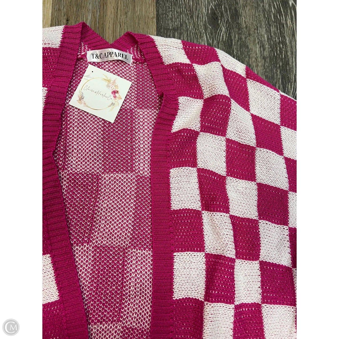 -Sweater Cardigan By T&C Apparel In Pink, Size: 1x