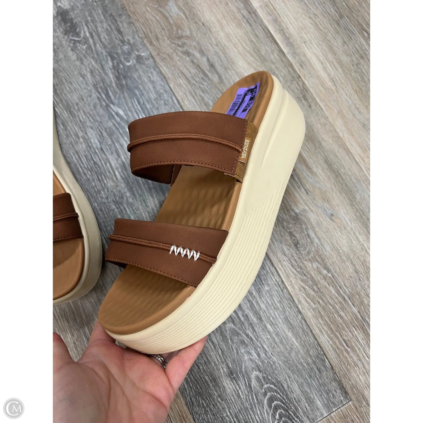 Sandals Heels Platform By Hey Dude In Brown, Size: 12
