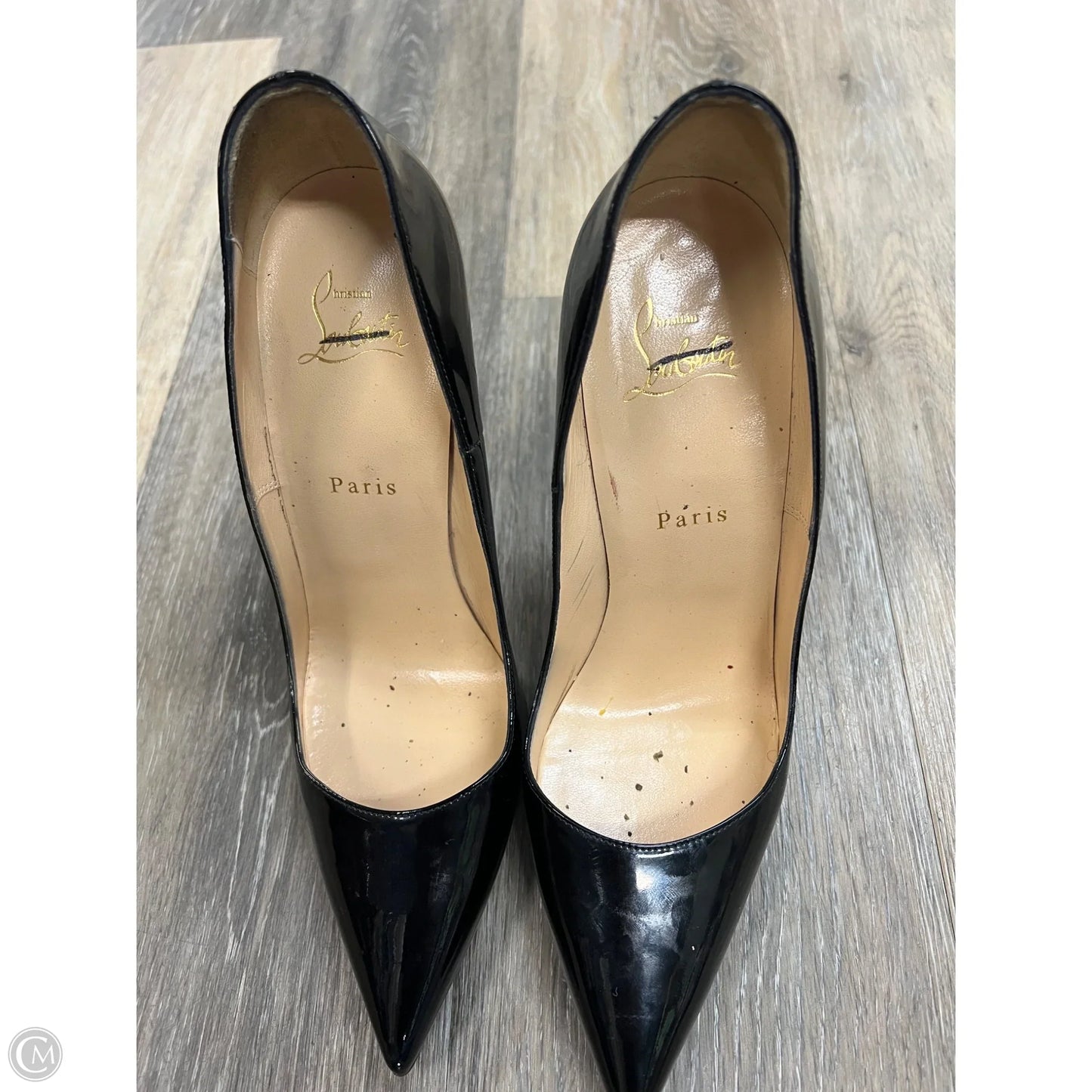 Shoes Luxury Designer By Christian Louboutin In Black, Size: 9.5
