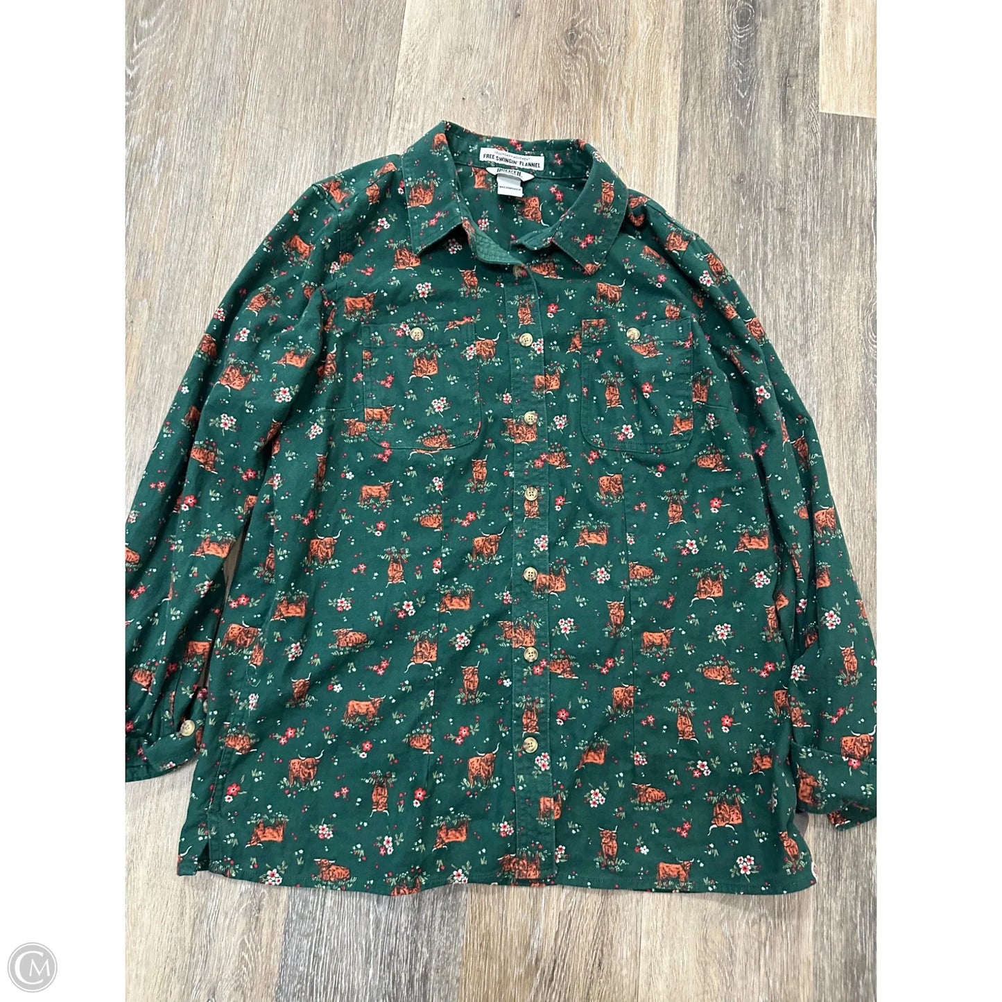 -Blouse Long Sleeve By Duluth Trading In Green, Size: M