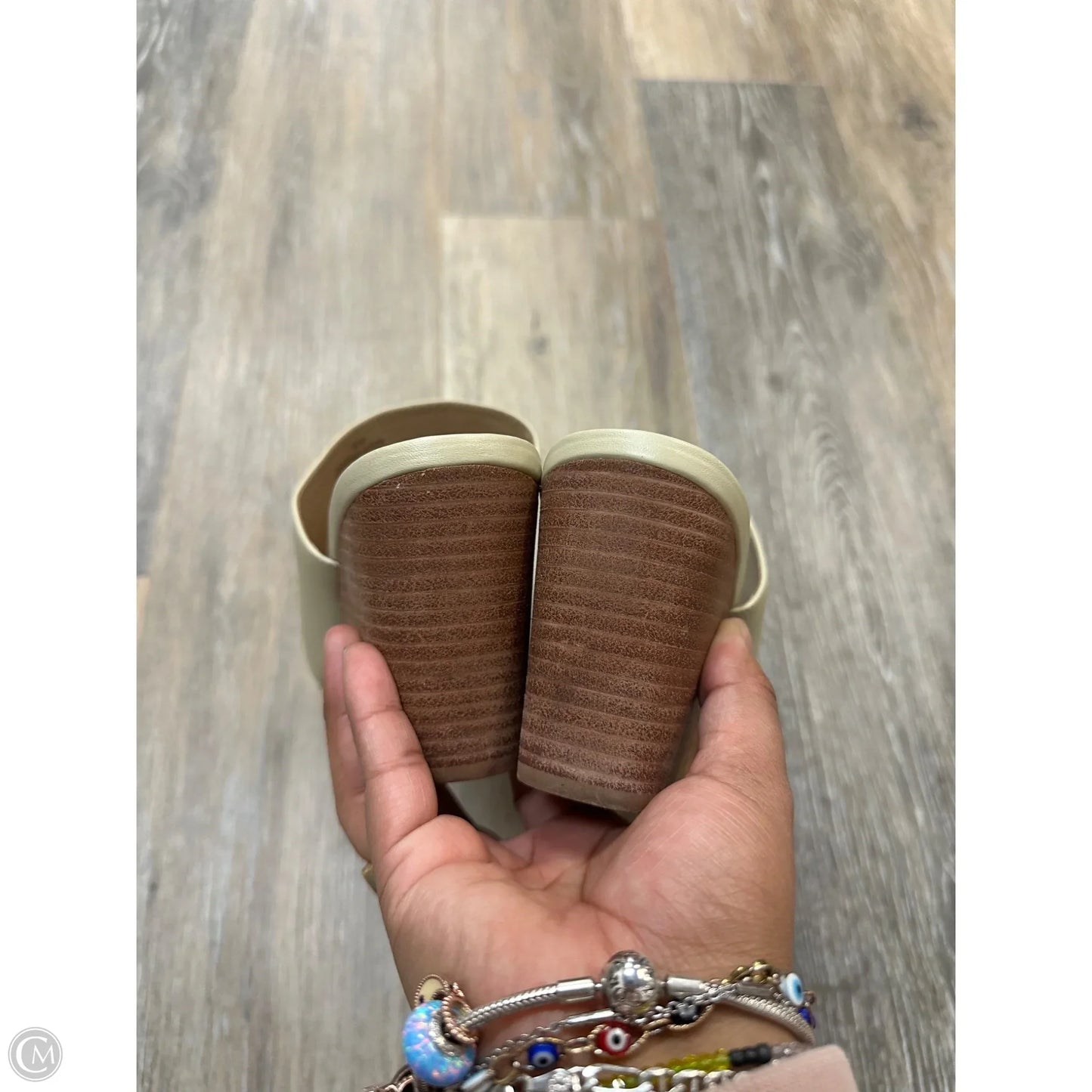 Sandals Heels Wedge By Able In Cream, Size: 8