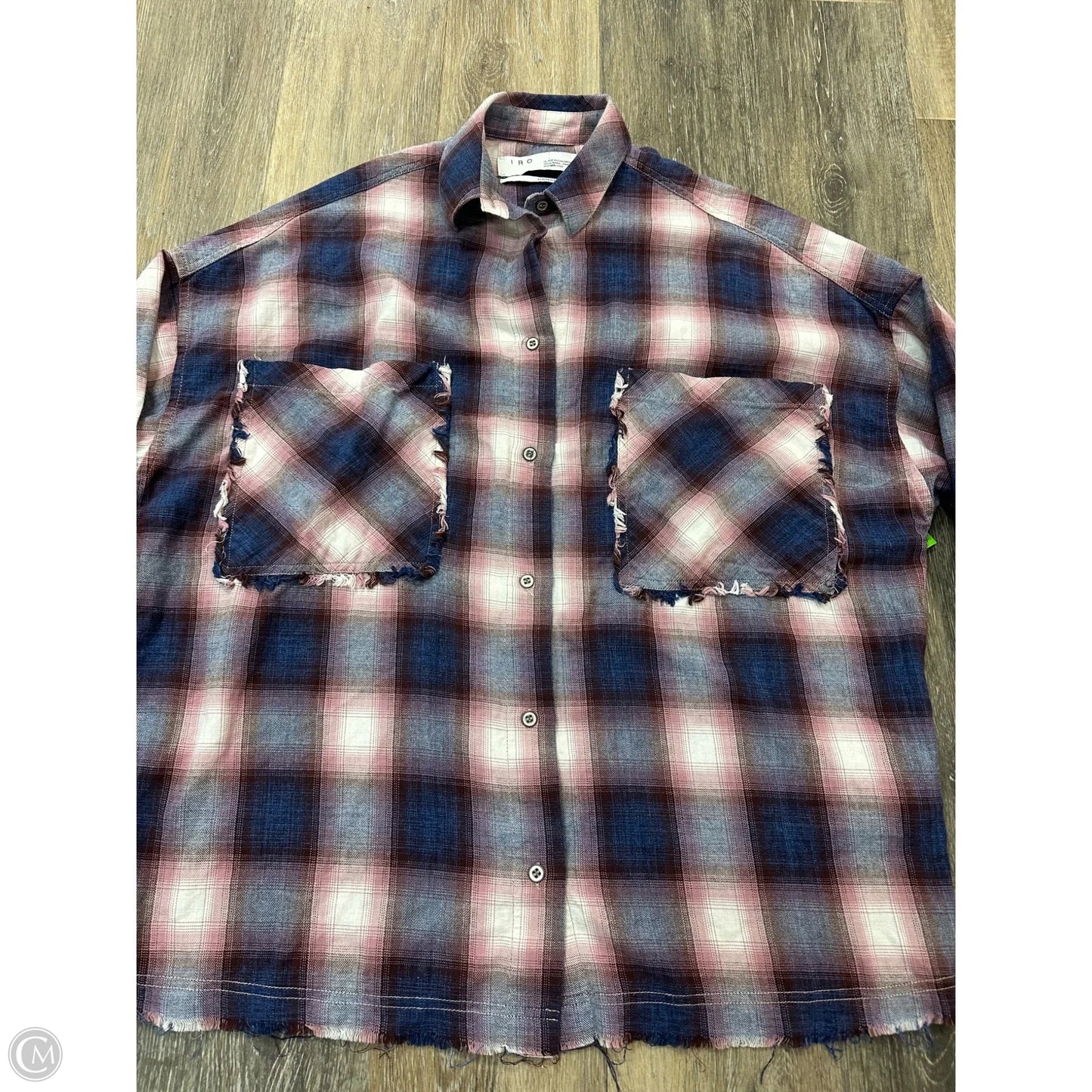 Blouse Long Sleeve By IRO In Plaid Pattern, Size: Xs